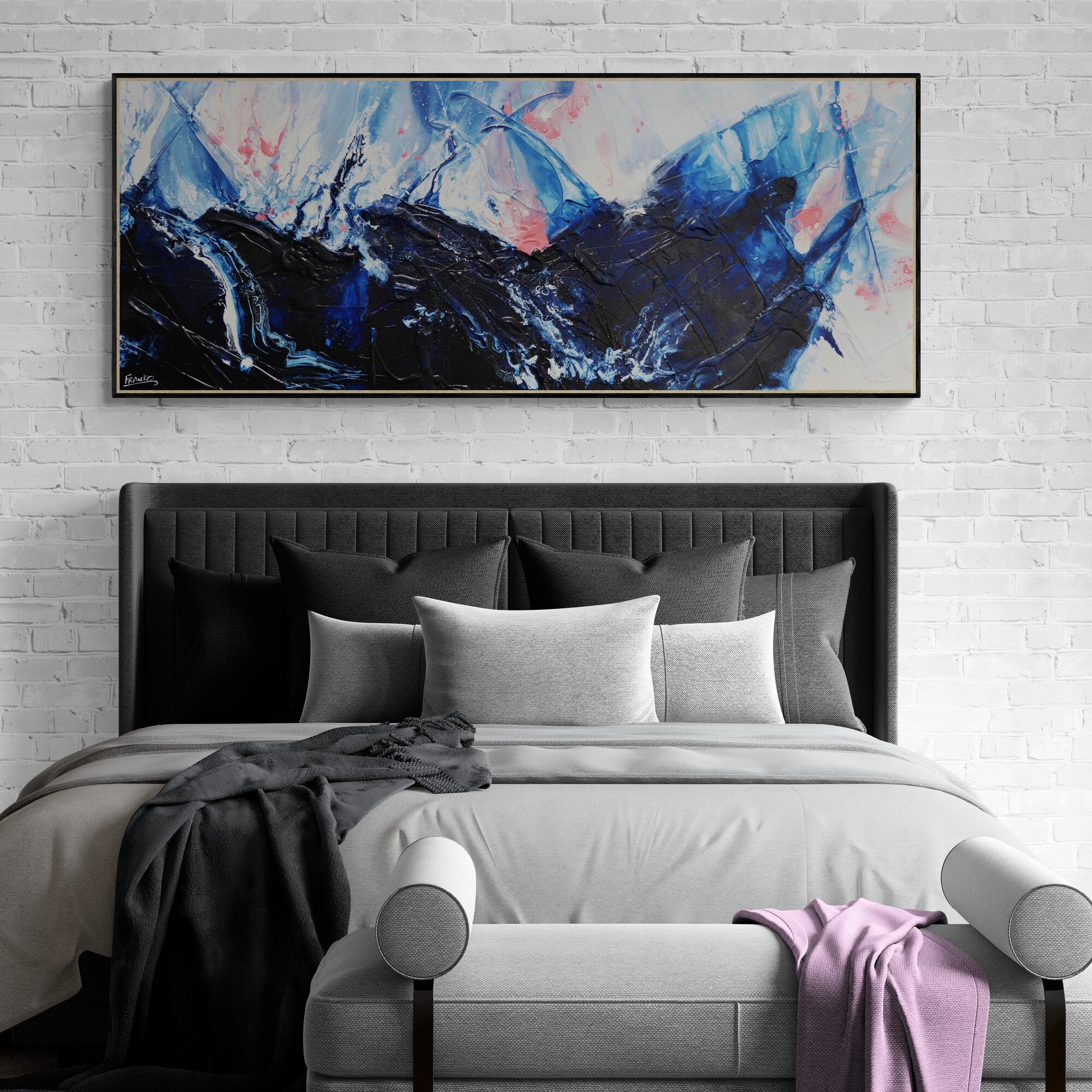 Midnight Magenta 200cm x 80cm Textured Abstract Painting