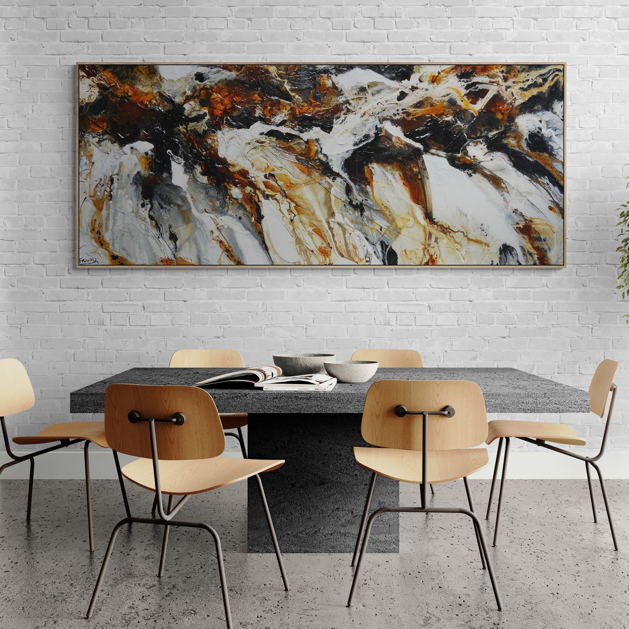 The Edge 240cm x 100cm Rust Textured Abstract Painting (SOLD)-Abstract-[Franko_Artist]-[The_Block]-[Dream_Homes]-[ideas]-[Grand_Designs]-[Art_Lover]-Franklin Art Studio