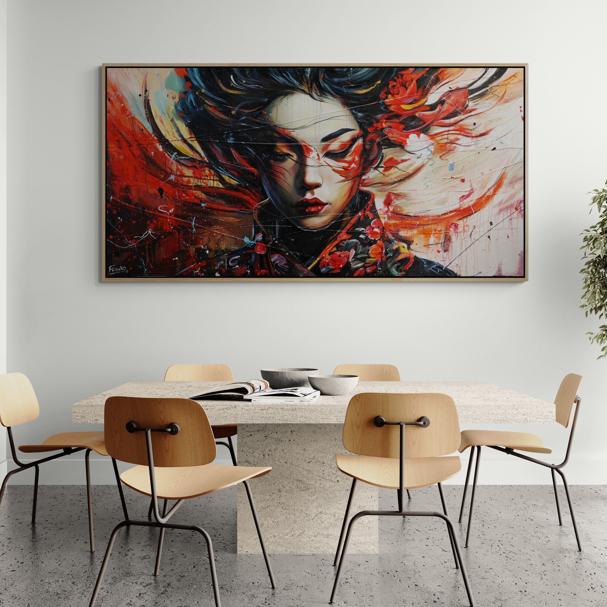Hotaru 200cm x 100cm Brave and Beautiful Abstract Realism Textured Painting Floater Frame Inc. (SOLD)-people-[Franko_Artist]-[The_Block]-[Dream_Homes]-[ideas]-[Grand_Designs]-[Art_Lover]-Franklin Art Studio