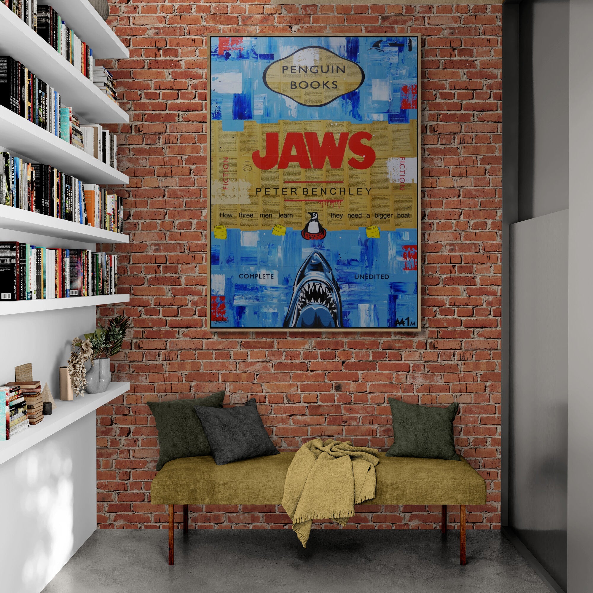 Sharks and Boats 140cm x 100cm Urban Pop Book Club Painting