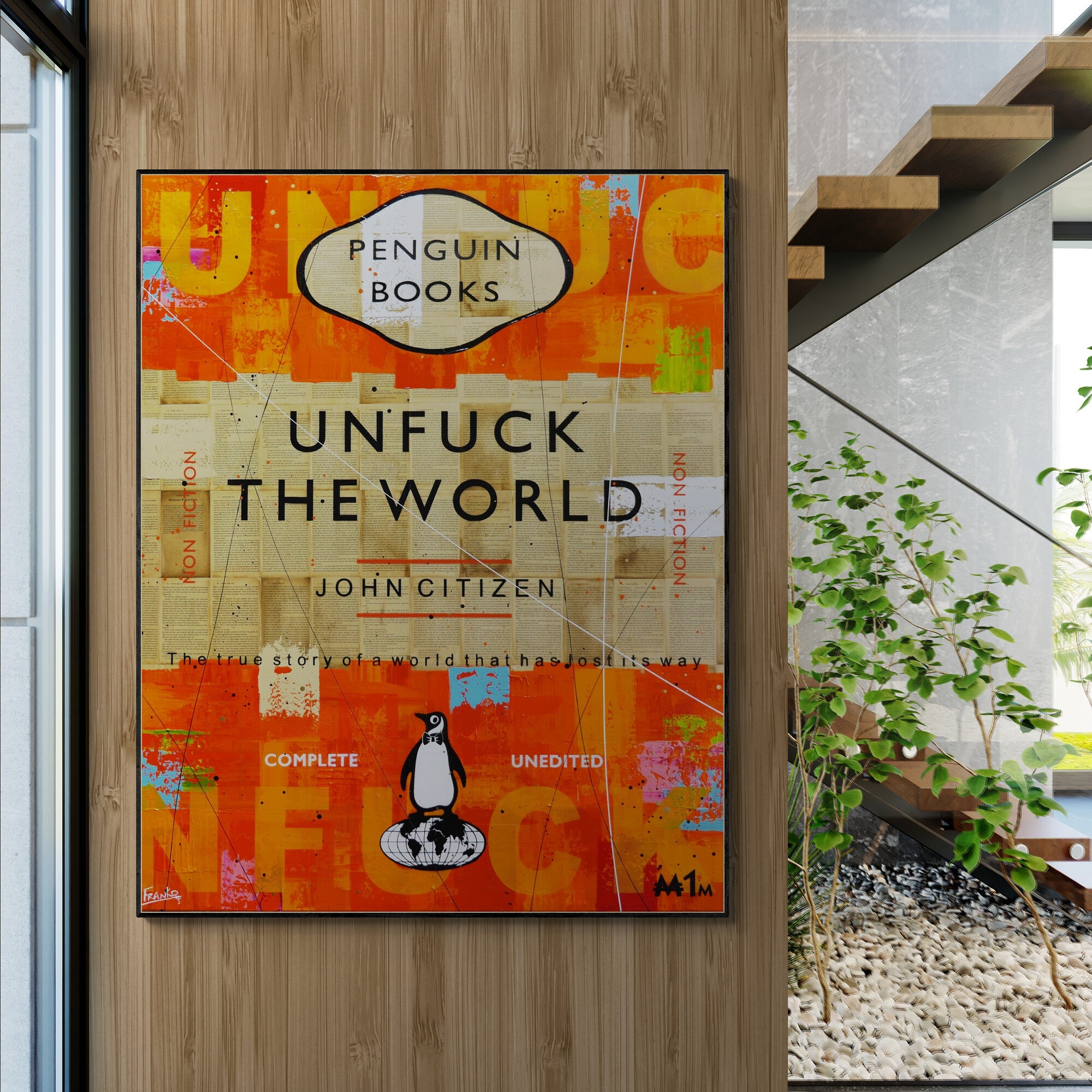 Worldwide 120cm x 150cm Urban Pop Book Club Painting (SOLD)-book club-[Franko_Artist]-[The_Block]-[Dream_Homes]-[ideas]-[Grand_Designs]-[Art_Lover]-Franklin Art Studio