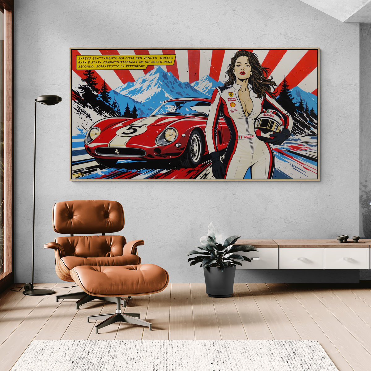 Red Horses 190cm x 100cm Ferrari Classic Pop Art Painting