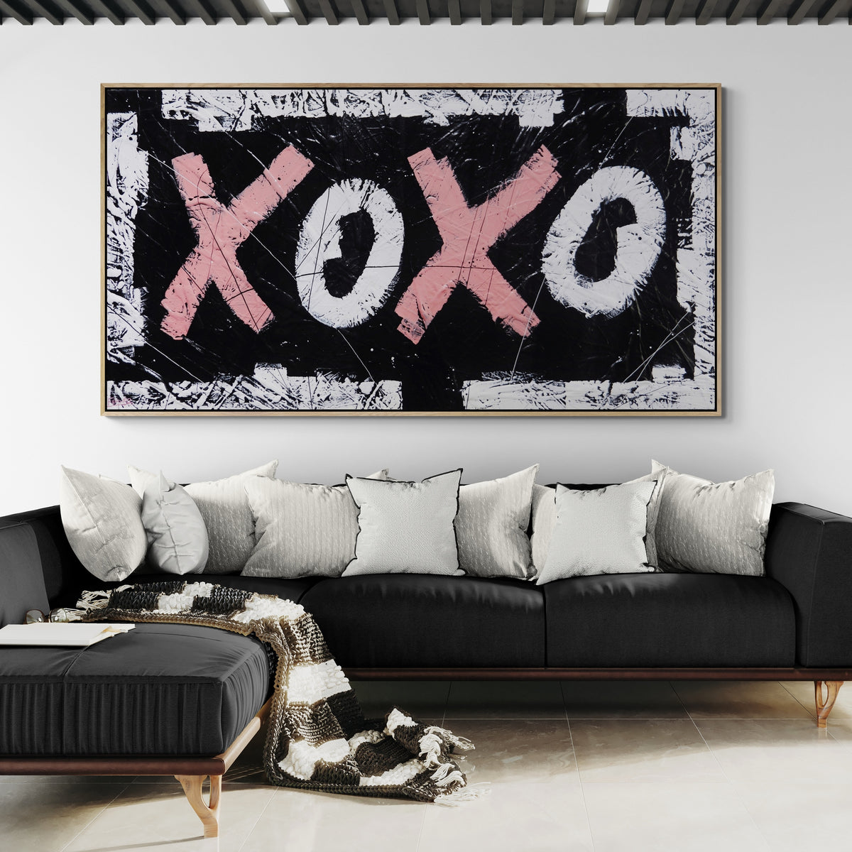 Pink Kisses 190cm x 100cm Textured Urban Pop Art Painting