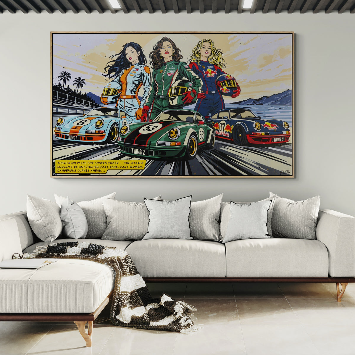 Fast Cars, Fast Women 200cm x 120cm Porsche Classic Pop Art Painting