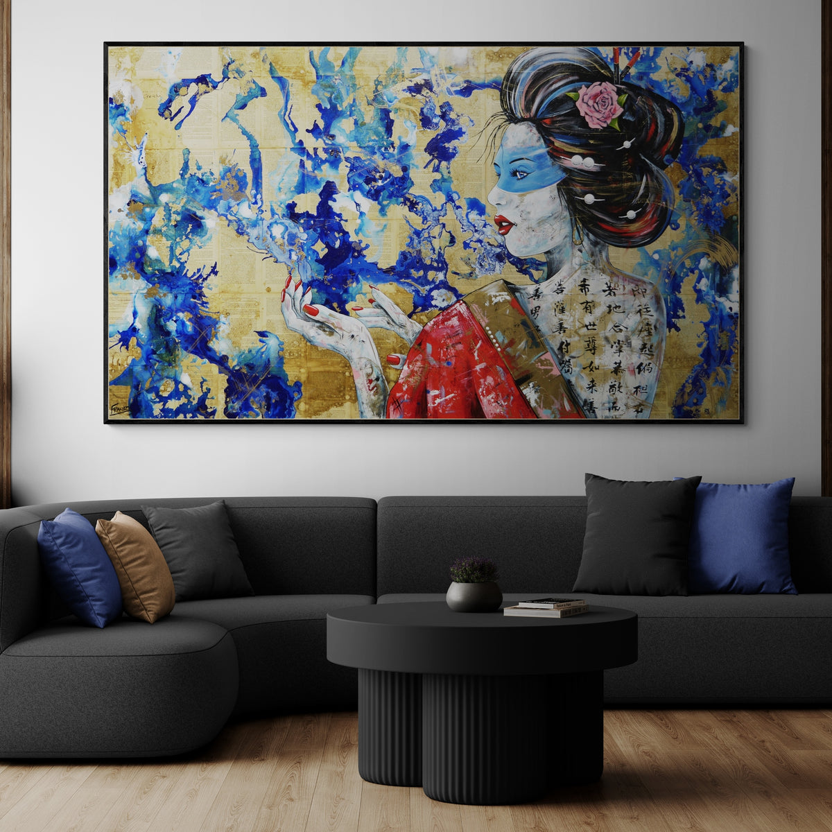 Yume (Dream) 200cm x 120cm Geisha Abstract Realism Book Club Painting