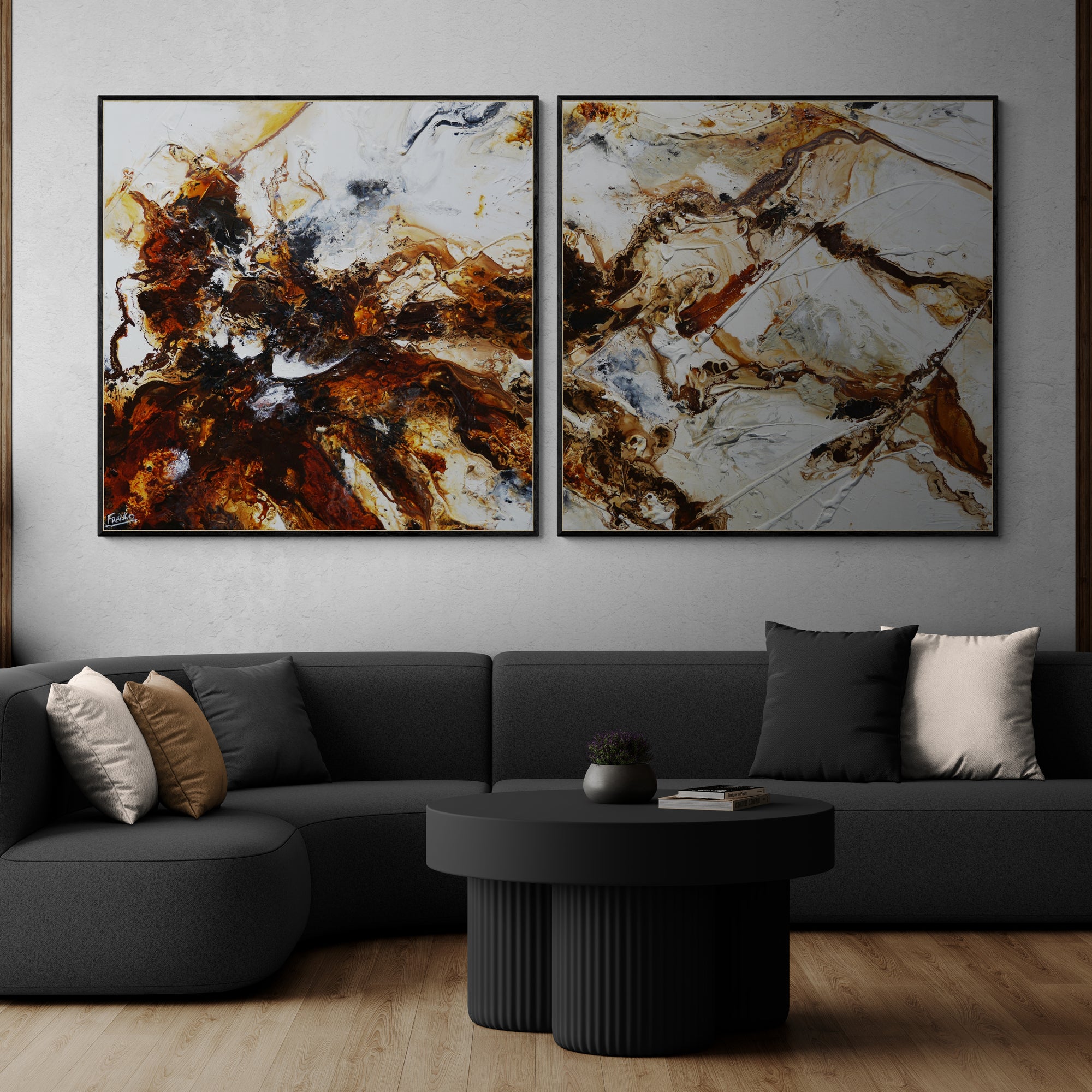 Oxide Duet 240cm x 120cm 2 Panel Textured Abstract Painting