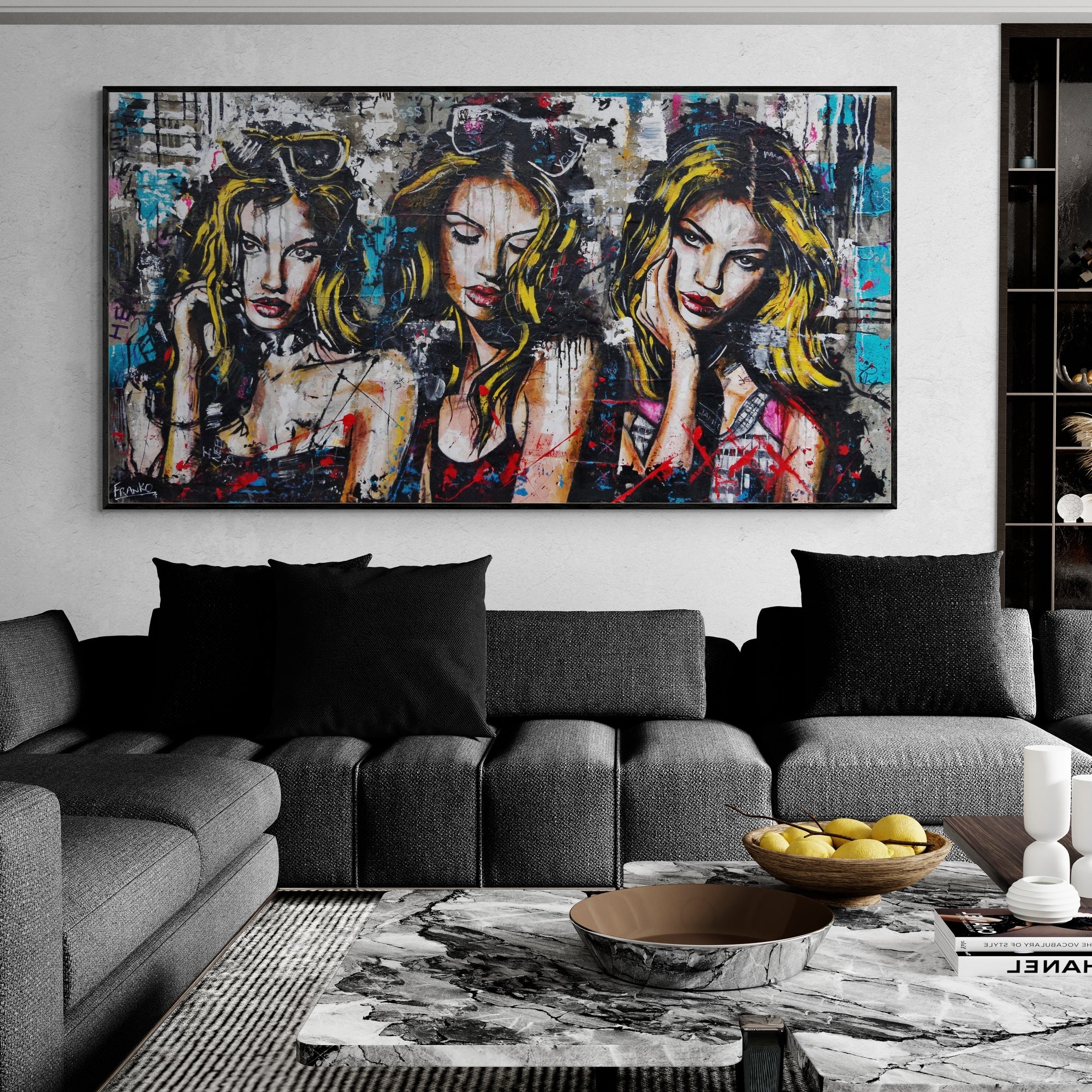 update alt-text with template Raw Fates 190cm x 100cm Sultry Concrete Textured Industrial Urban Pop Art Painting (SOLD)-concrete-[Franko_Artist]-[Australian_artist]-[Gold_Coast]-[Brisbane]-[modern]-[contemporary]-[original]-[Large_artwork]-Franklin Art Studio