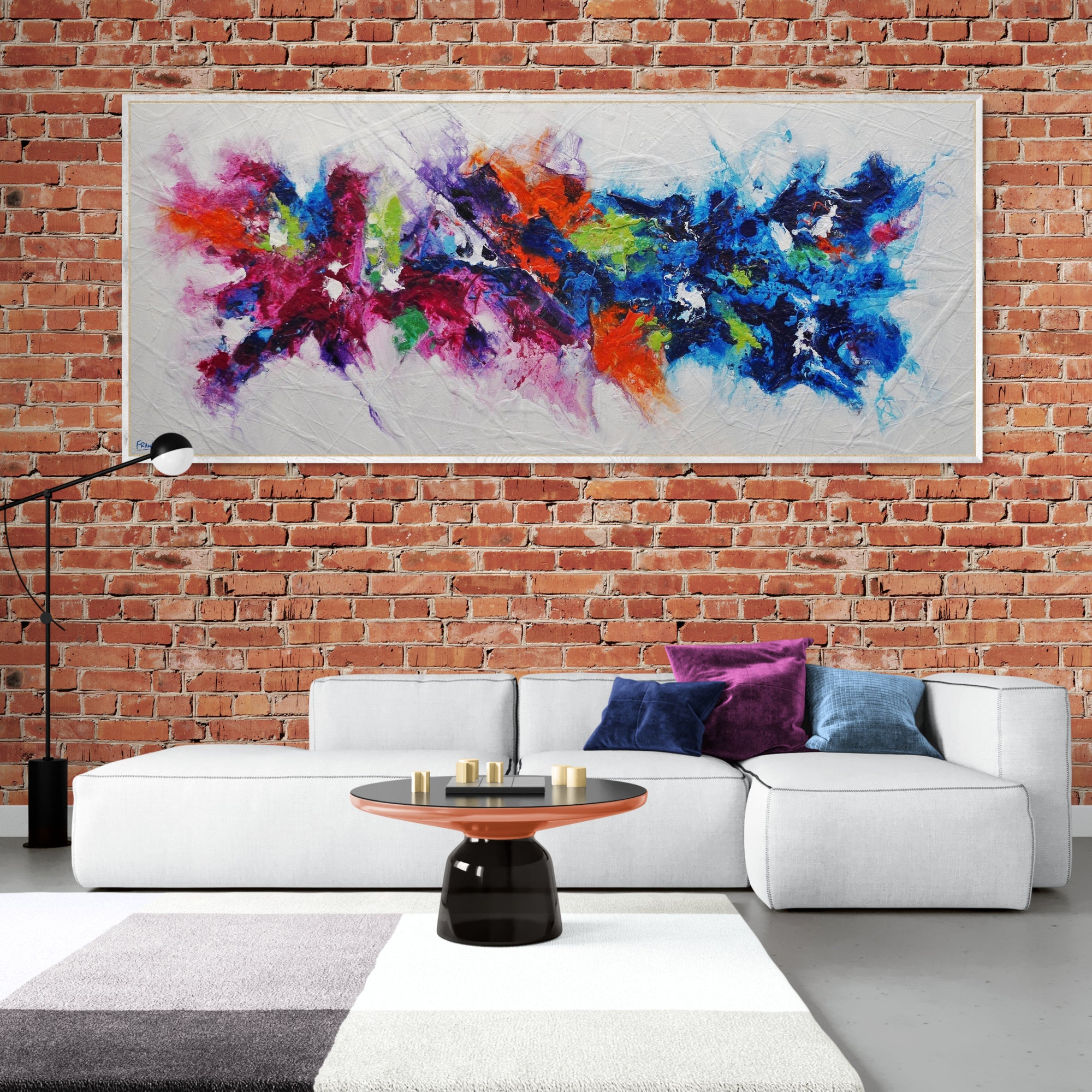 Organic Bouquet 240cm x 100cm Colourful Textured Abstract Painting (SOLD)-Abstract-[Franko_Artist]-[The_Block]-[Dream_Homes]-[ideas]-[Grand_Designs]-[Art_Lover]-Franklin Art Studio
