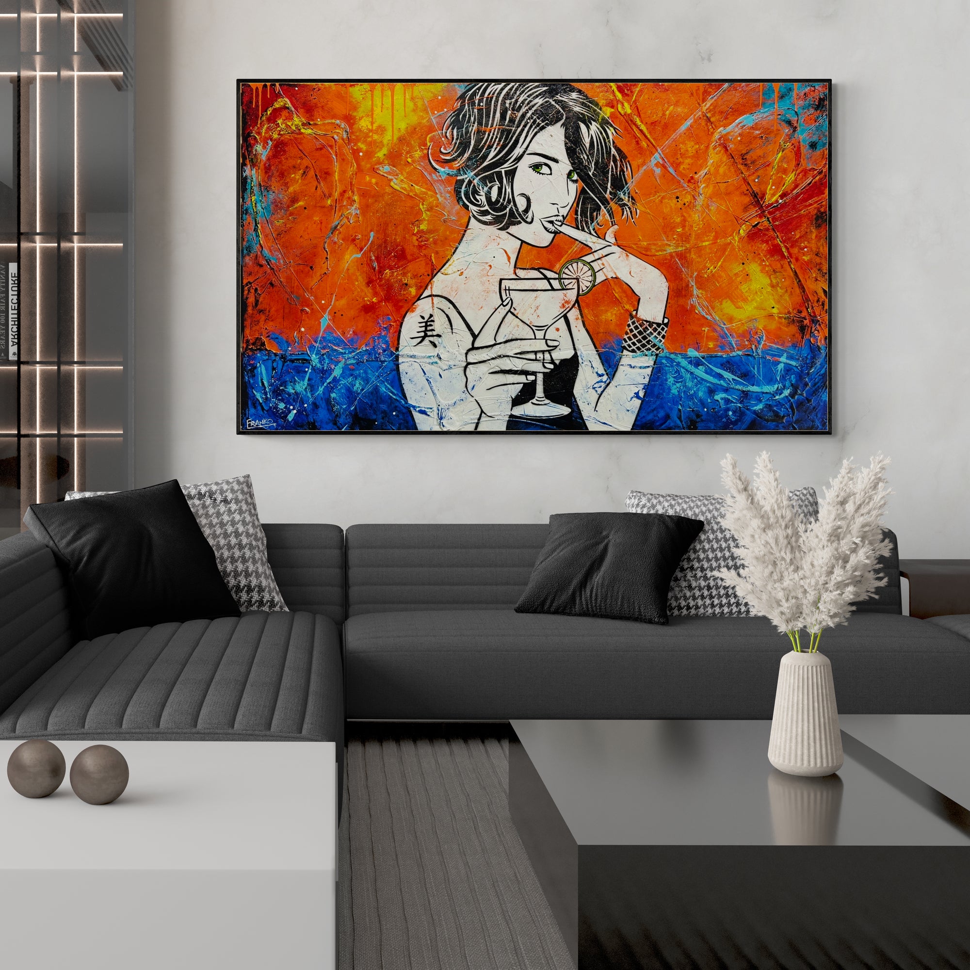 Lime Snap 200cm x 120cm Cocktails Textured Urban Pop Art Painting (SOLD)