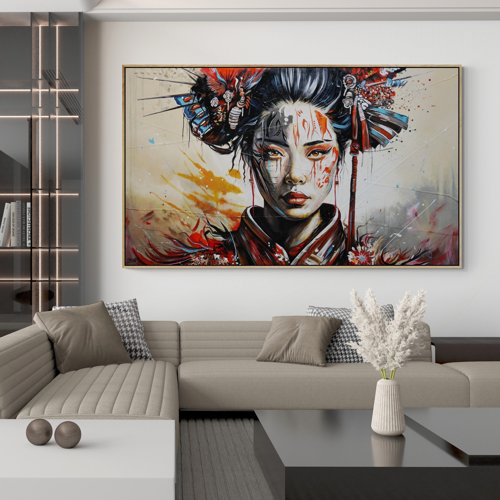 Takeru (Fierce) 200cm x 120cm FRAME INC Geisha Abstract Realism Textured Painting