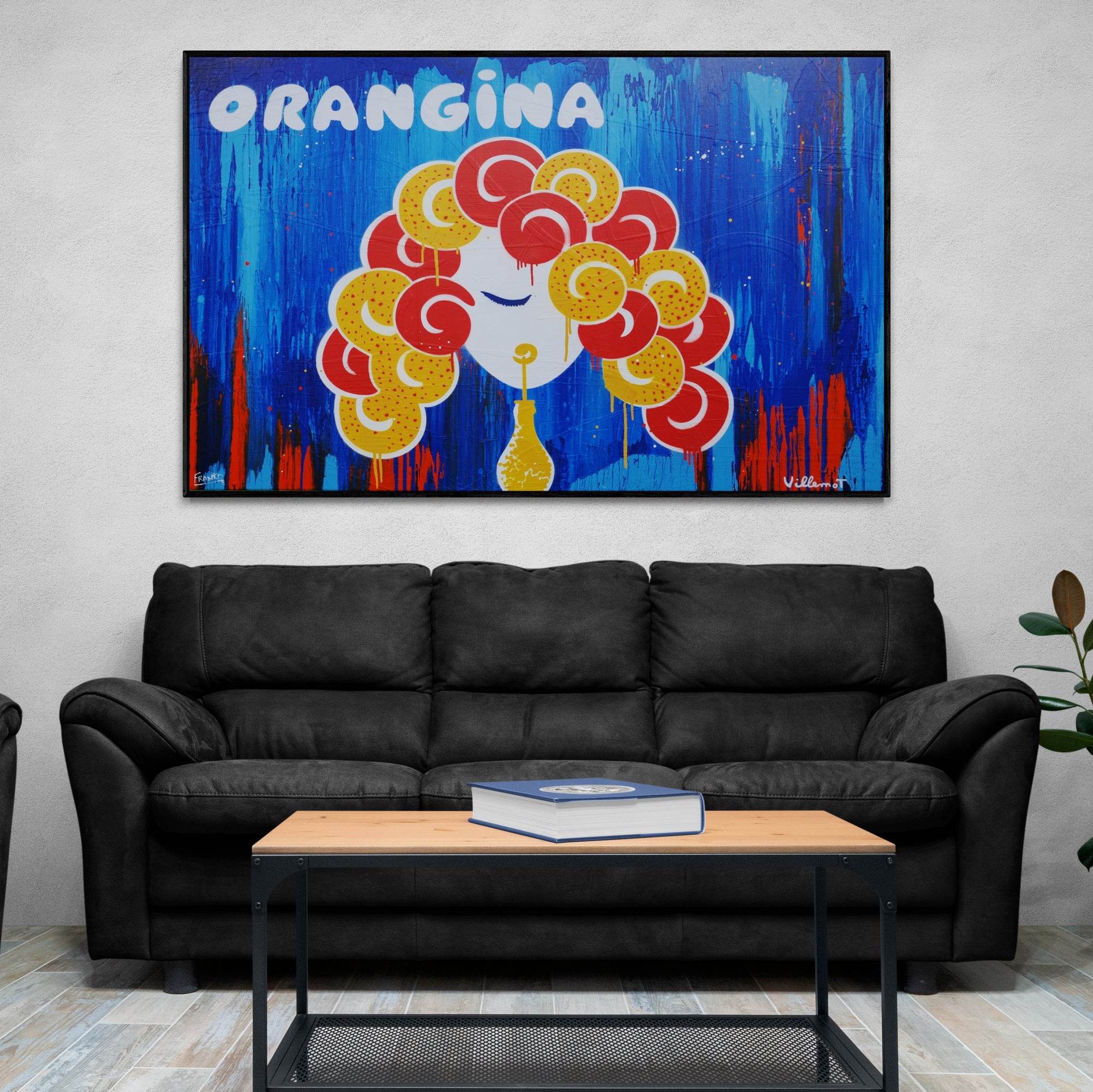 Spring Orangina 160cm x 100cm Textured Urban Pop Art Painting (SOLD)-Urban Pop Art-[Franko_Artist]-[The_Block]-[Dream_Homes]-[ideas]-[Grand_Designs]-[Art_Lover]-Franklin Art Studio