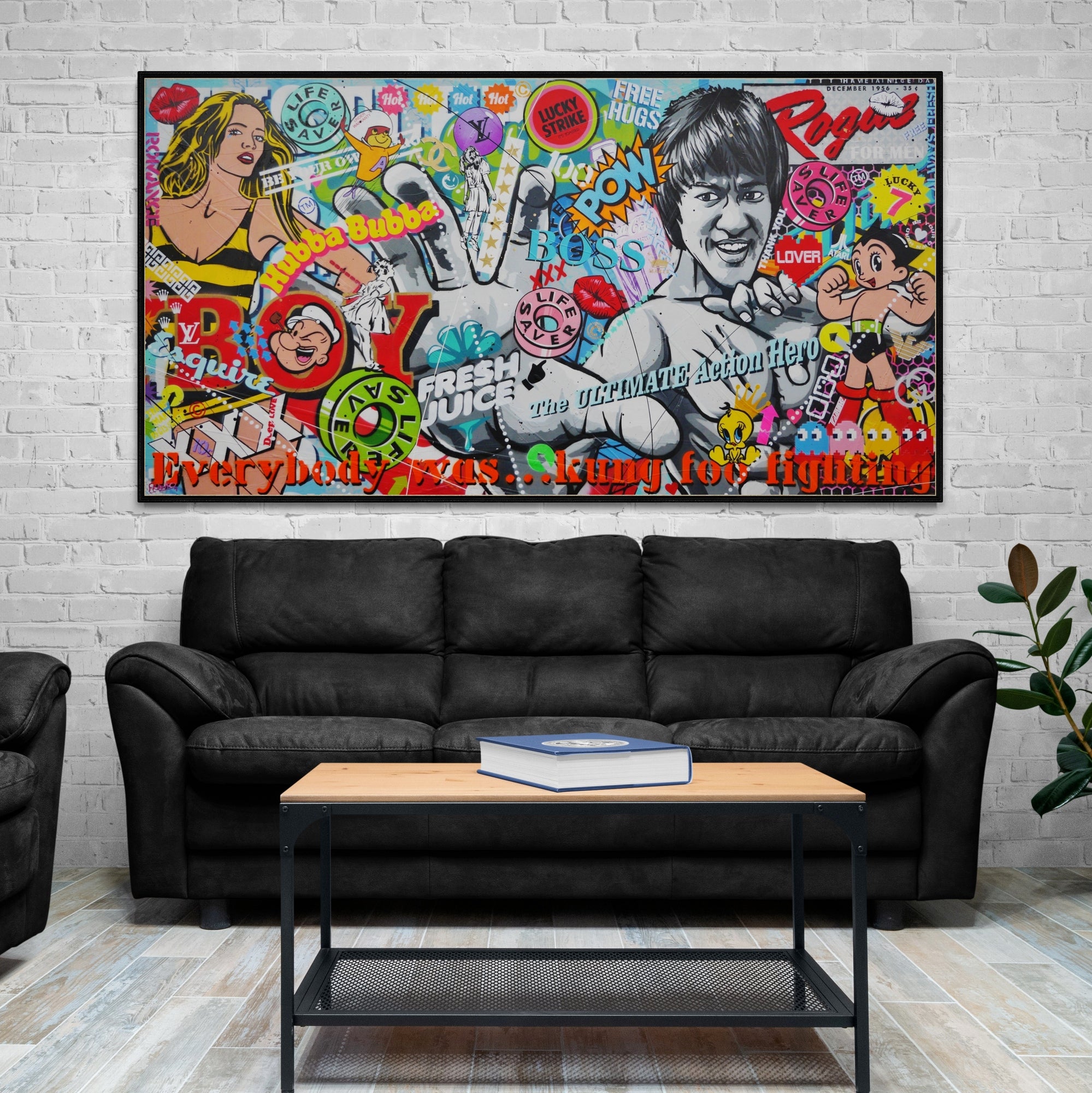 Rogue Bruce 190cm x 100cm Bruce Lee Textured Urban Pop Art Painting (SOLD)-Urban Pop Art-[Franko_Artist]-[Australian_artist]-[Gold_Coast]-[Brisbane]-[modern]-[contemporary]-[original]-[Large_artwork]-[The_Block]-[Dream_Homes]-[ideas]-[Grand_Designs]-[Art_Lover]-Franklin Art Studio