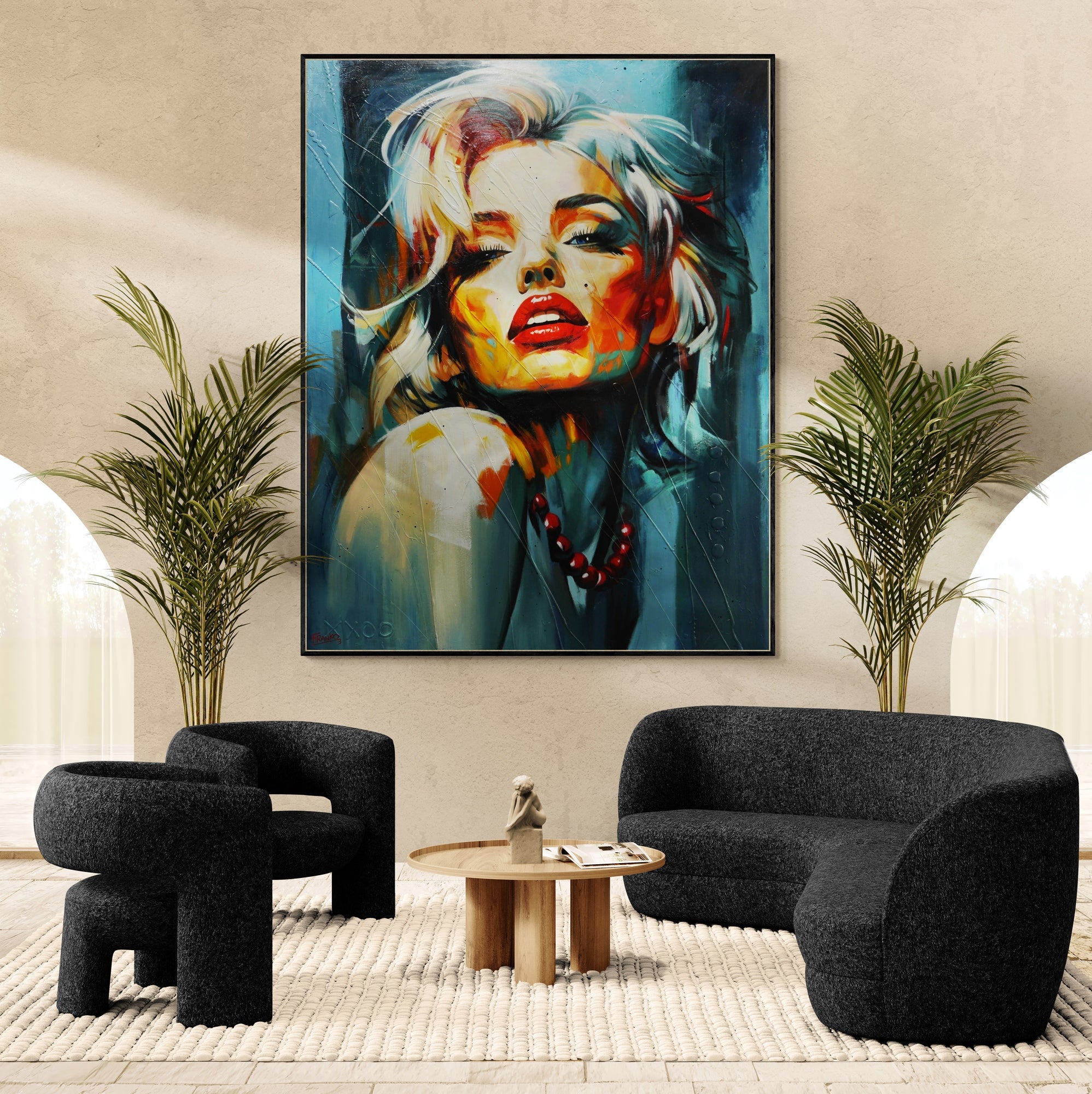 Evocative 140cm x 180cm Framed Marilyn Monroe Abstract Realism Textured Painting (SOLD)