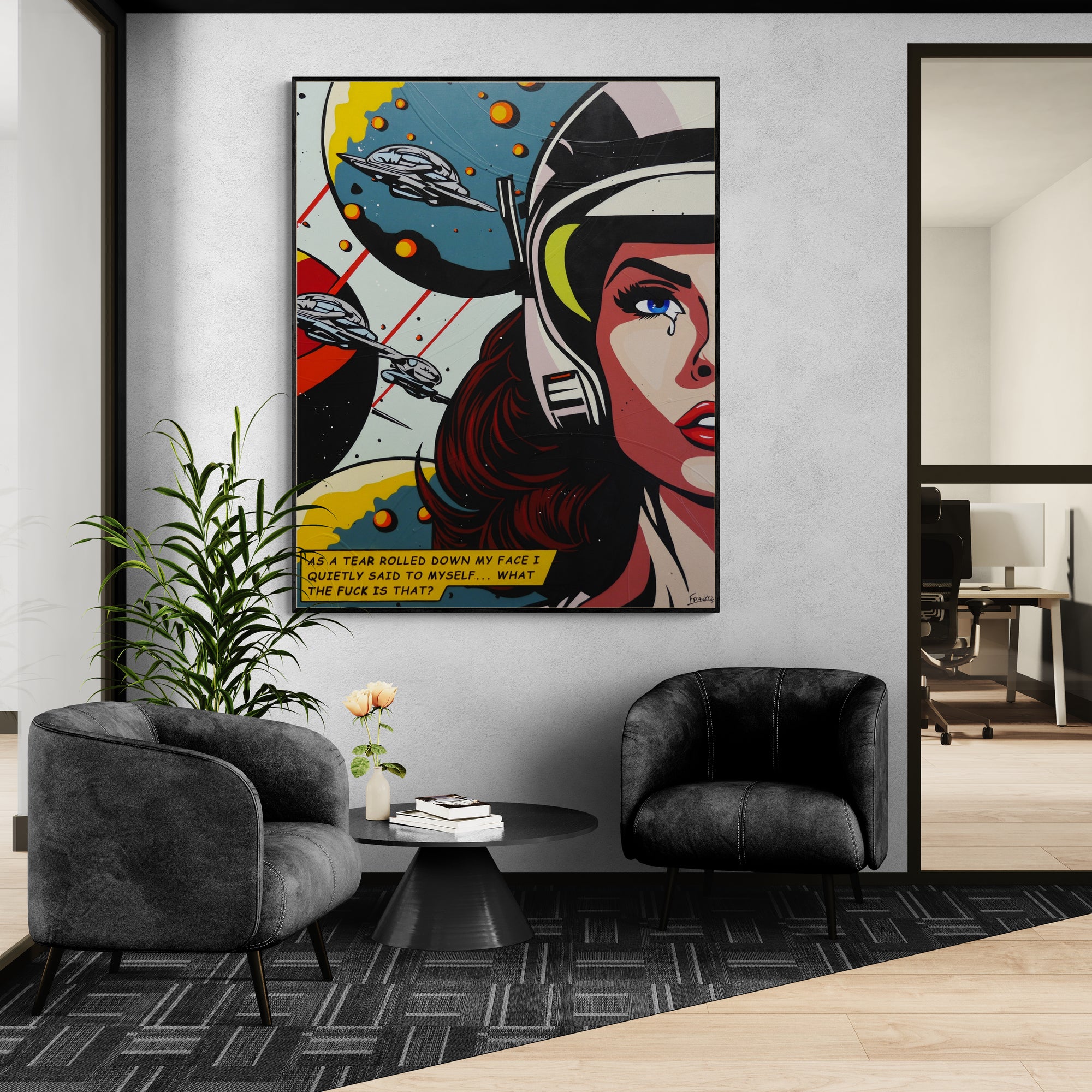 What The? 120cm x 150cm Textured Space Classic Pop Art Painting (SOLD)-Urban Pop Art-[Franko_Artist]-[The_Block]-[Dream_Homes]-[ideas]-[Grand_Designs]-[Art_Lover]-Franklin Art Studio