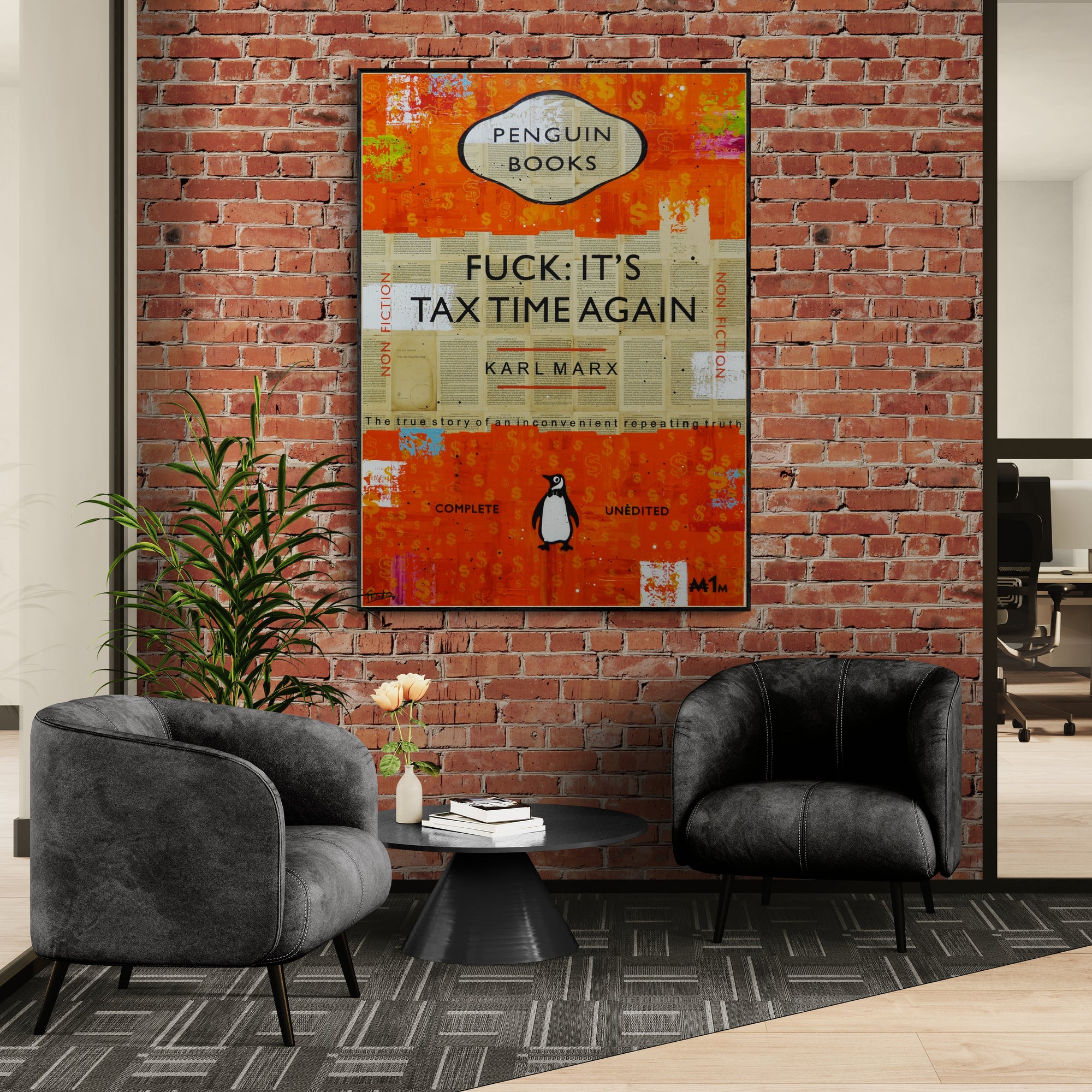 Marxist Reality 140cm x 100cm Tax Urban Pop Book Club Painting-book club-[Franko_Artist]-[Australian_artist]-[Gold_Coast]-[Brisbane]-[modern]-[contemporary]-[original]-[Large_artwork]-[The_Block]-[Dream_Homes]-[ideas]-[Grand_Designs]-[Art_Lover]-Franklin Art Studio
