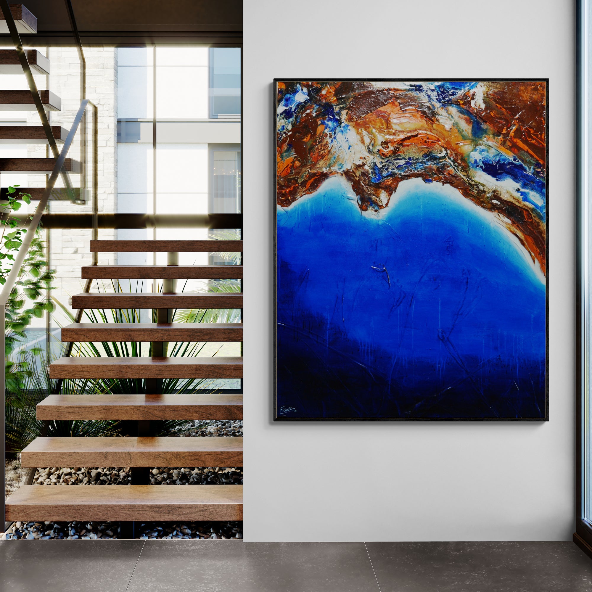 Red Coastline 120cm x 150cm Textured Abstract Painting
