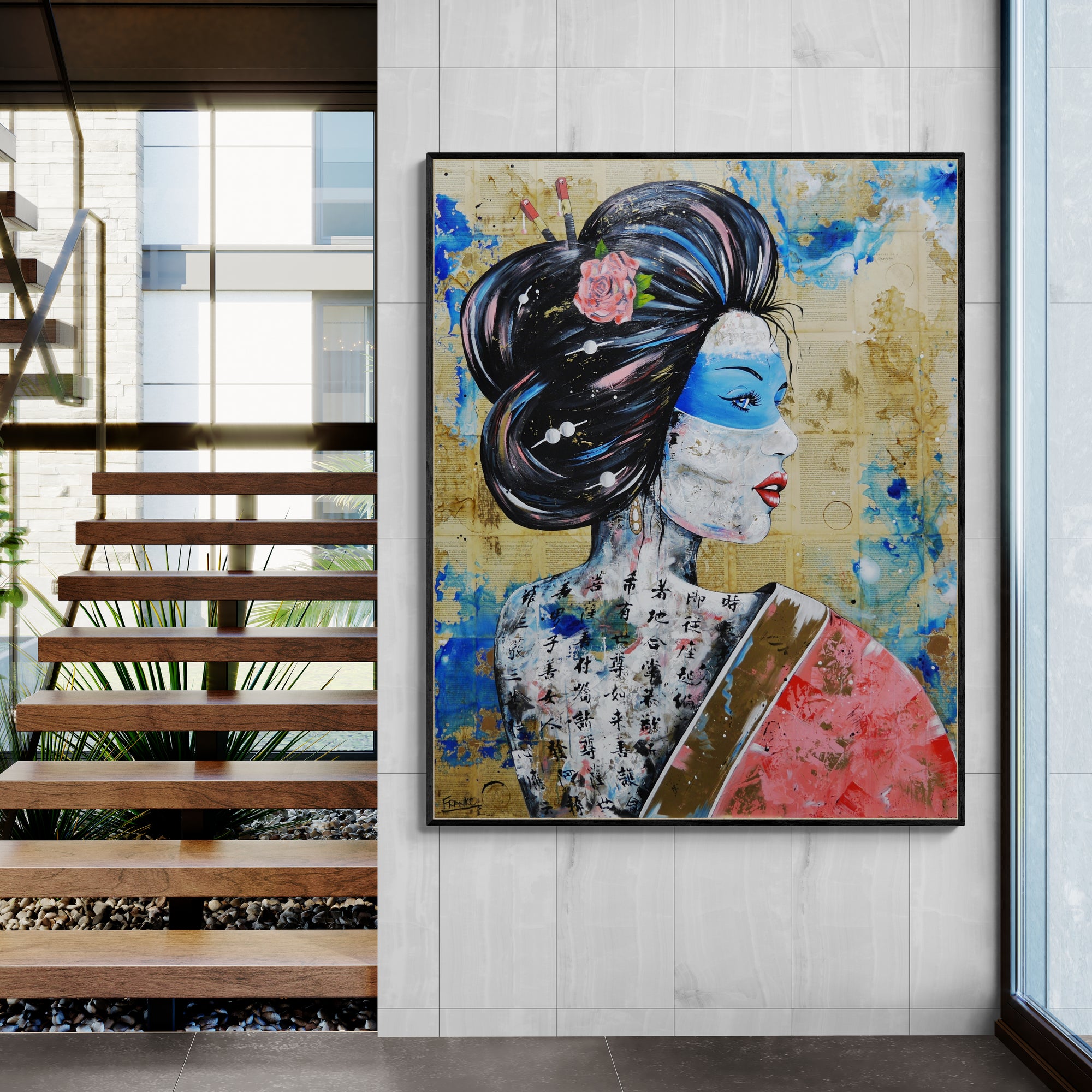 Safaia 120cm x 150cm Geisha Abstract Realism Book Club Painting