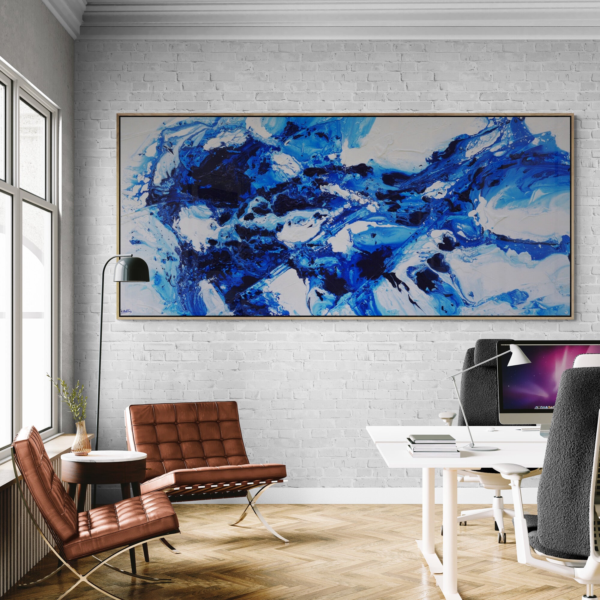 Blue Spice 270cm x 120cm Textured Abstract Painting