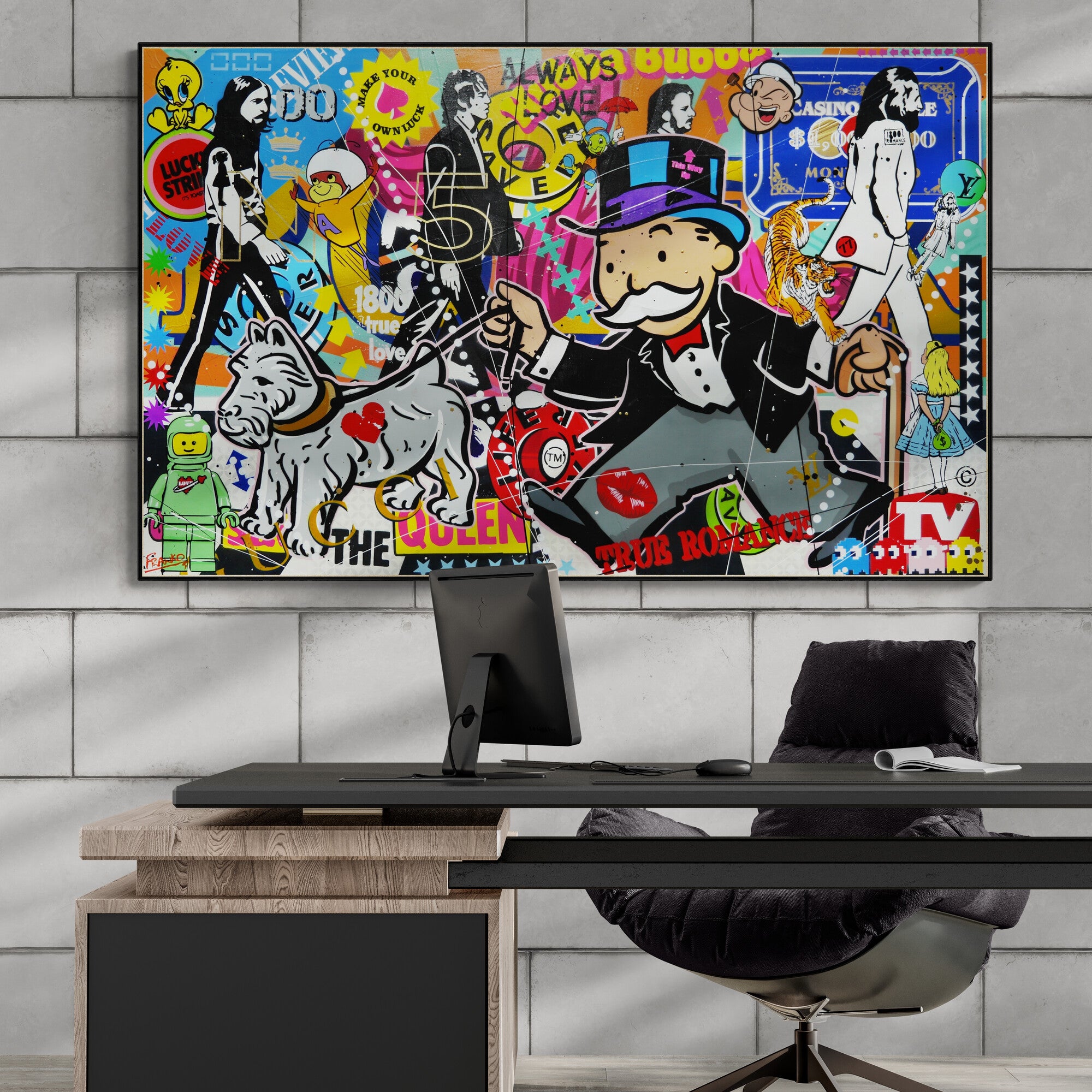 Abbey Road Days 160cm x 100cm Monopoly Man Textured Urban Pop Art Spray Paint Painting (SOLD)-Urban Pop Art-[Franko_Artist]-[Australian_artist]-[Gold_Coast]-[Brisbane]-[modern]-[contemporary]-[original]-[Large_artwork]-[The_Block]-[Dream_Homes]-[ideas]-[Grand_Designs]-[Art_Lover]-Franklin Art Studio