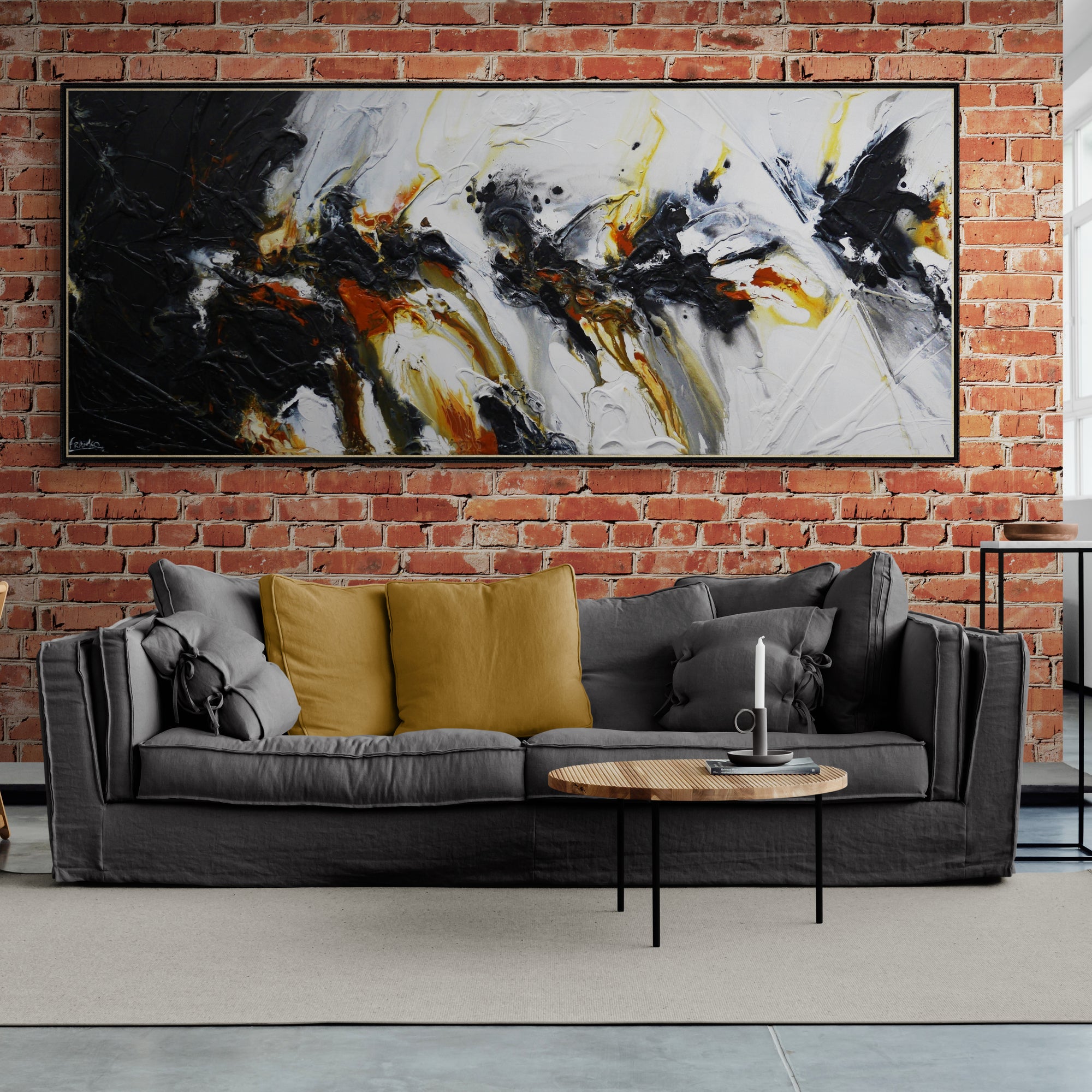 Sienna Steel 240cm x 100cm Textured Abstract Painting (SOLD)-Abstract-[Franko_Artist]-[The_Block]-[Dream_Homes]-[ideas]-[Grand_Designs]-[Art_Lover]-Franklin Art Studio