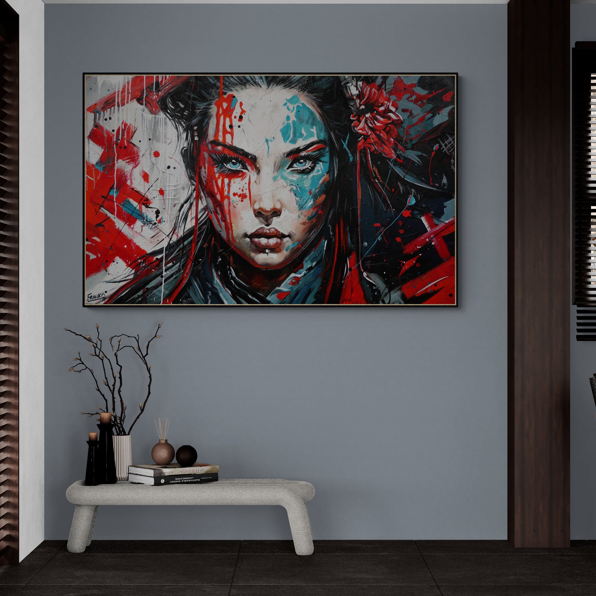 Nakano 160cm x 100cm Brave and Beautiful Abstract Realism Framed Textured Painting (SOLD)-people-[Franko_Artist]-[The_Block]-[Dream_Homes]-[ideas]-[Grand_Designs]-[Art_Lover]-Franklin Art Studio