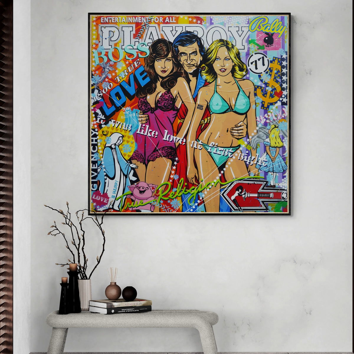 Playtime 120cm x 120cm Playboy Textured Urban Pop Art Painting