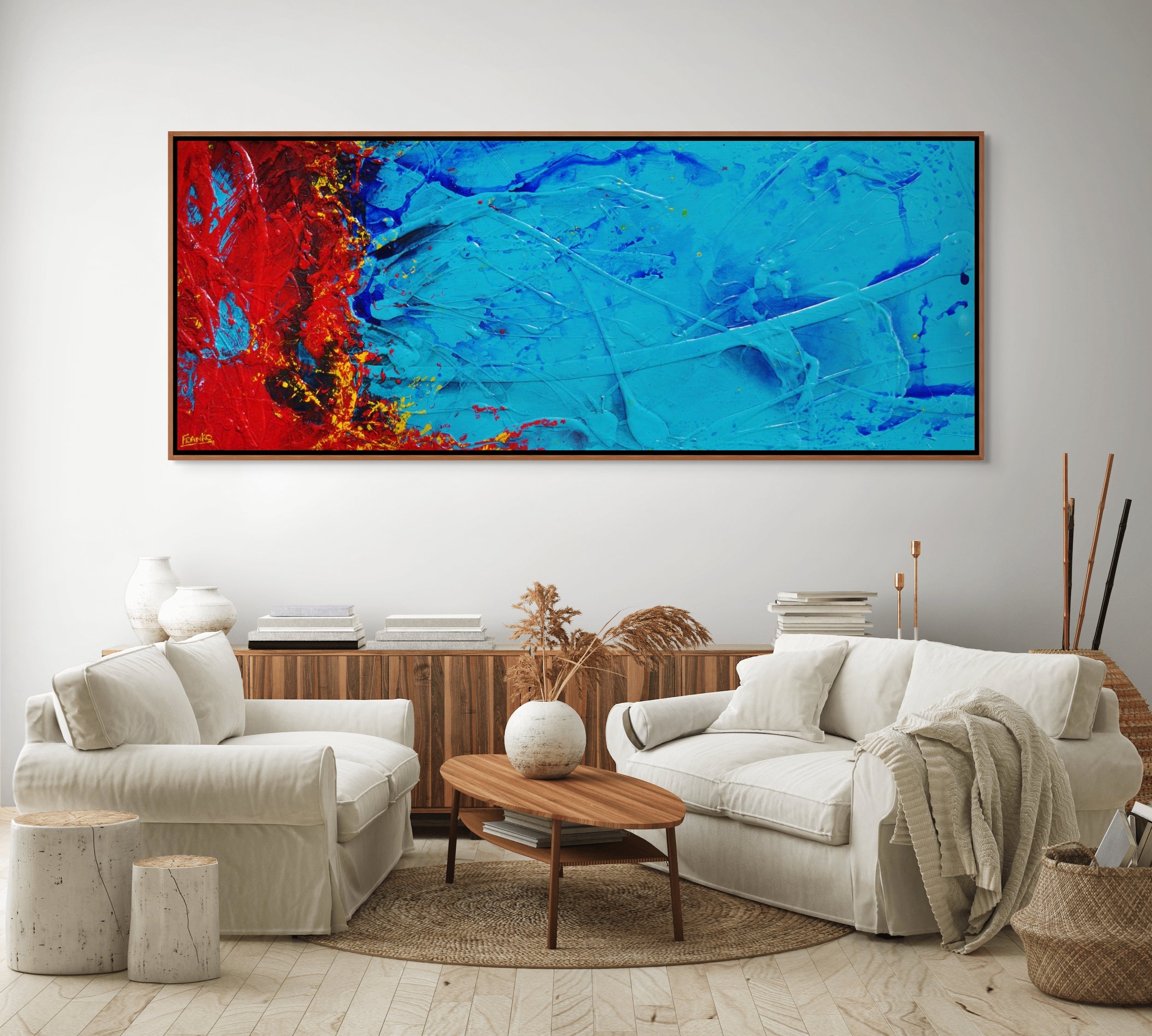 Cobalt Dragon 200cm x 80cm Textured Abstract Painting (SOLD)