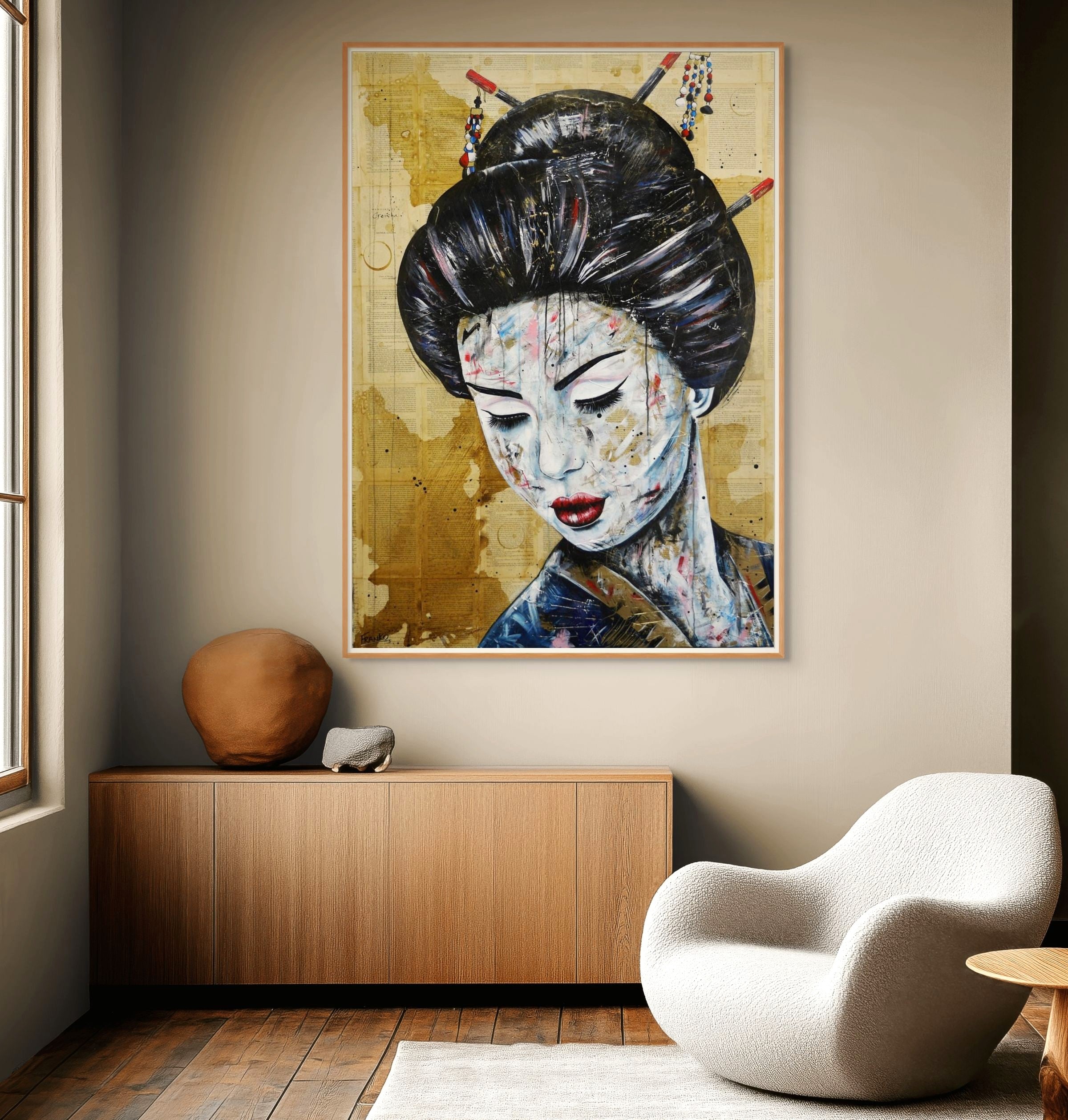 Aoki (Blue) 100cm x 140cm Geisha Book Club Painting (SOLD)