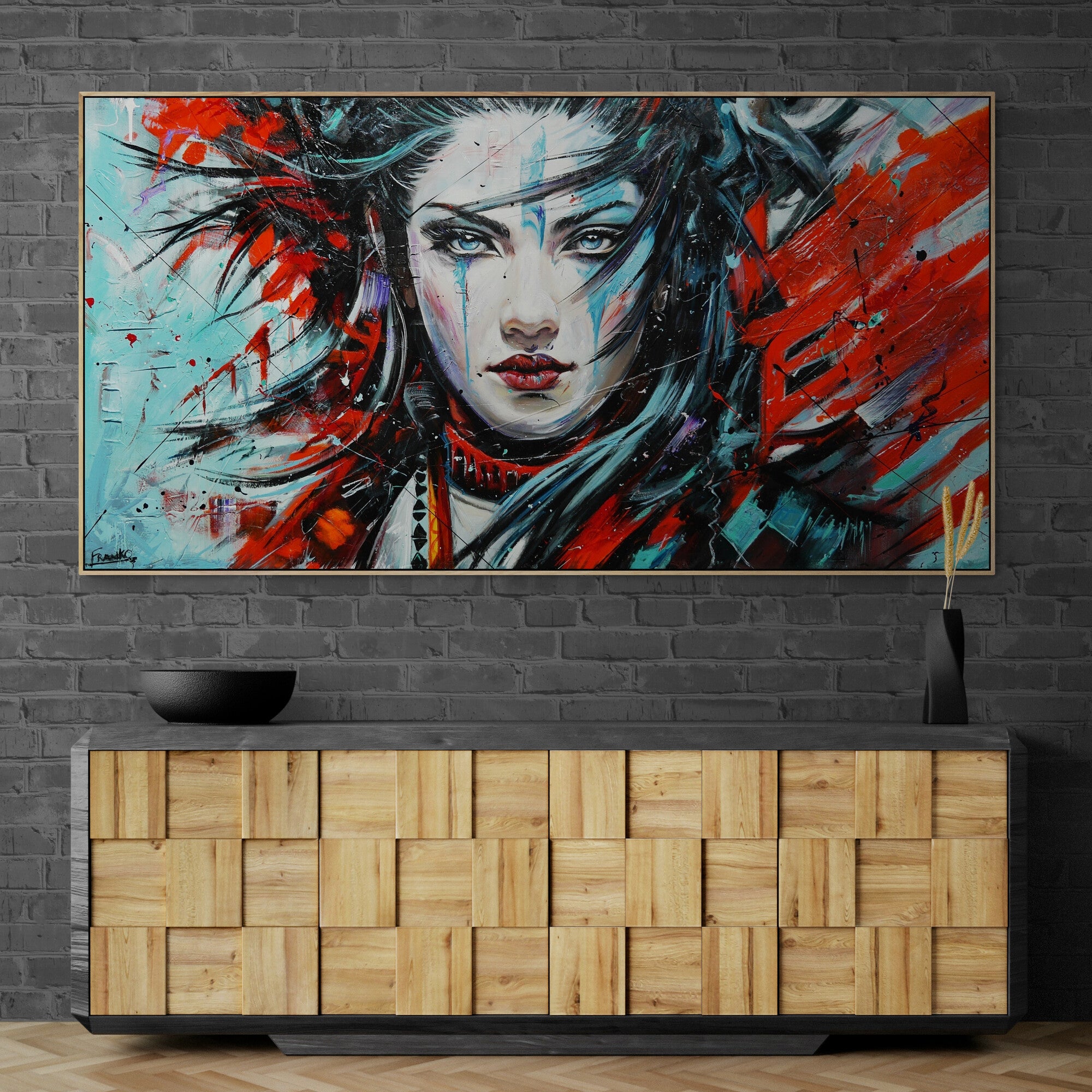 Mahou (Sourcery) 190cm x 100cm Brave and Beautiful Abstract Realism Textured Framed Painting (SOLD)-abstract realism-[Franko_Artist]-[Australian_artist]-[Gold_Coast]-[Brisbane]-[modern]-[contemporary]-[original]-[Large_artwork]-[The_Block]-[Dream_Homes]-[ideas]-[Grand_Designs]-[Art_Lover]-Franklin Art Studio
