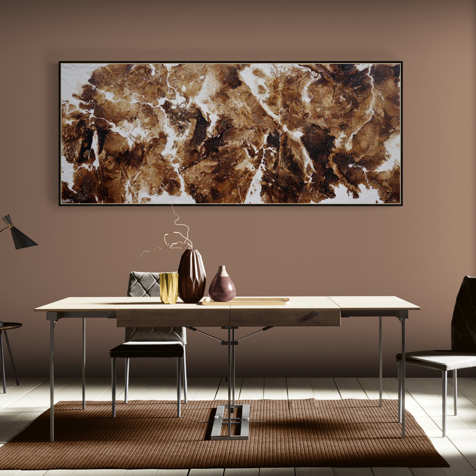 Raw Finesse 240cm x 100cm Rust White Textured Abstract Painting (SOLD)-Abstract-[Franko_Artist]-[The_Block]-[Dream_Homes]-[ideas]-[Grand_Designs]-[Art_Lover]-Franklin Art Studio