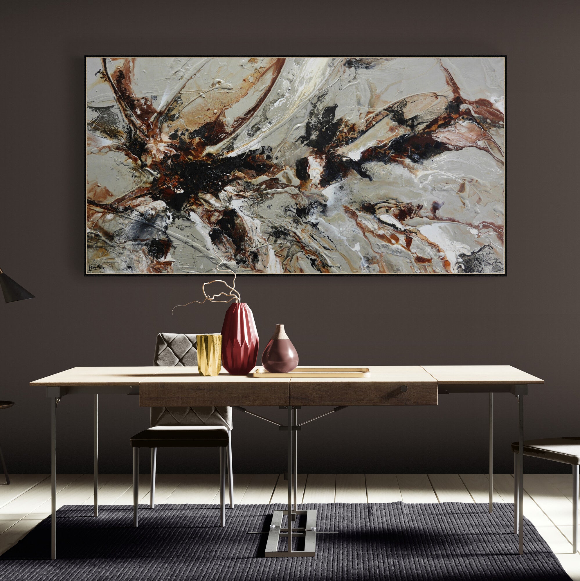 Roasted 190cm x 100cm Rustic Textured Abstract Painting (SOLD)-Abstract-[Franko_Artist]-[Australian_artist]-[Gold_Coast]-[Brisbane]-[modern]-[contemporary]-[original]-[Large_artwork]-[The_Block]-[Dream_Homes]-[ideas]-[Grand_Designs]-[Art_Lover]-Franklin Art Studio