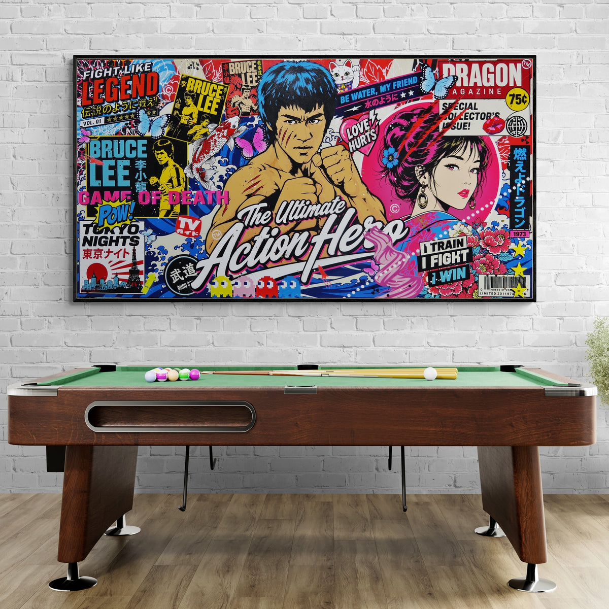 Tokyo Nights 190cm x 100cm Bruce Lee Textured Urban Pop Art Painting