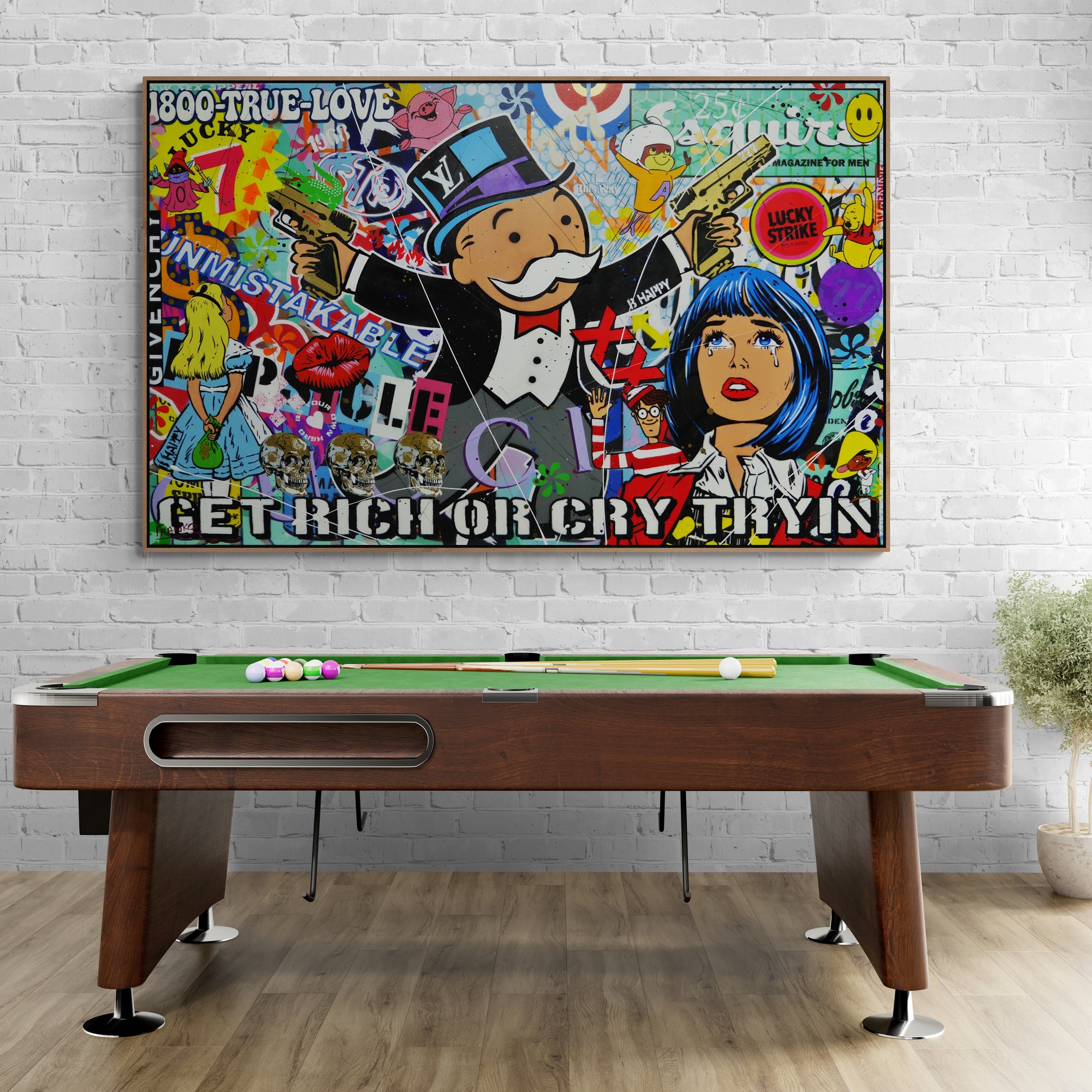 1800 Lucky Strike 160cm x 100cm Monopoly Man Textured Urban Pop Art Painting