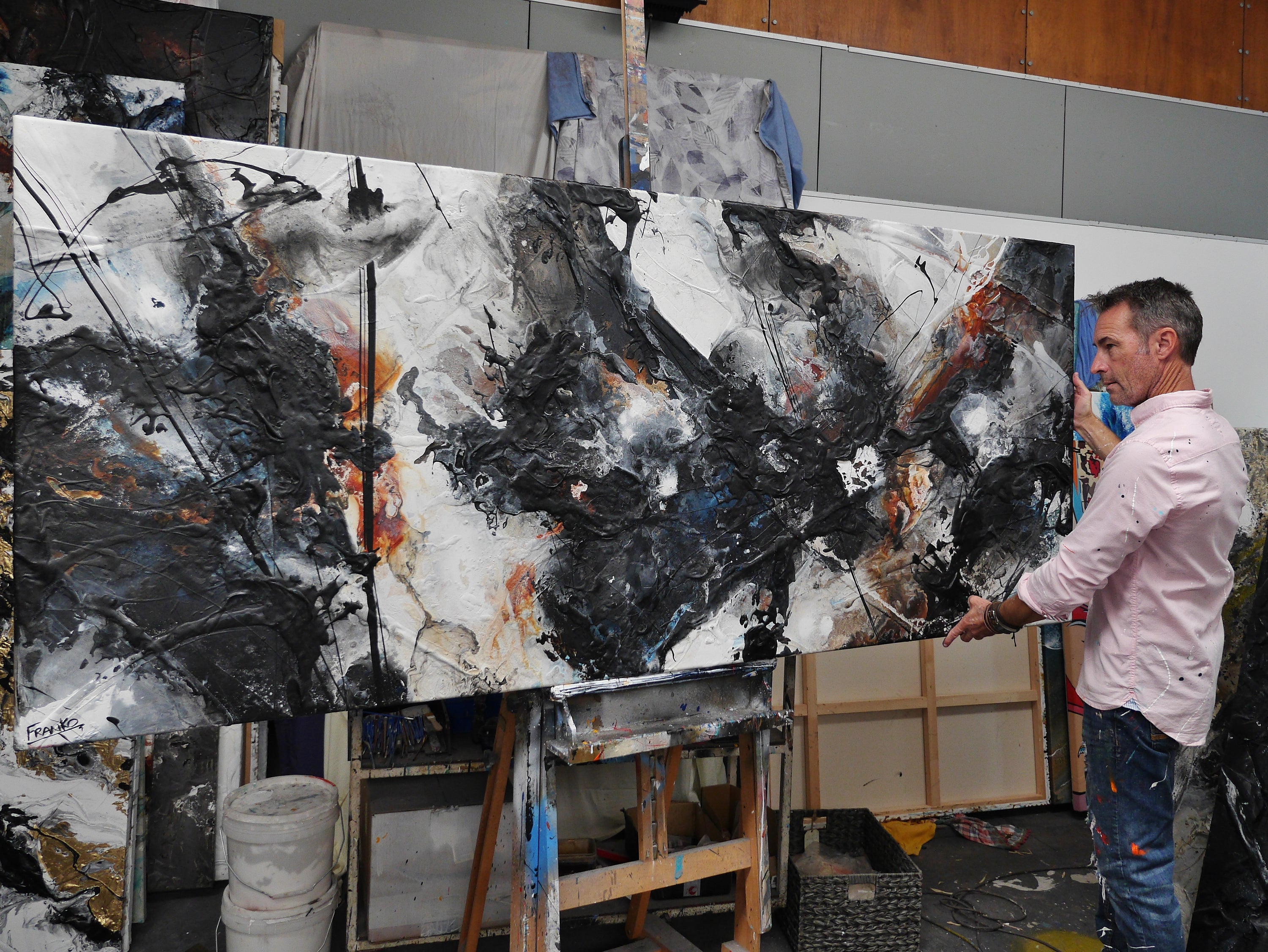 Resonating Energy 240cm x 100cm Textured Abstract Painting-Abstract-[Franko]-[Australian]-[Popular]-[Best Selling]-Franklin Art Studio