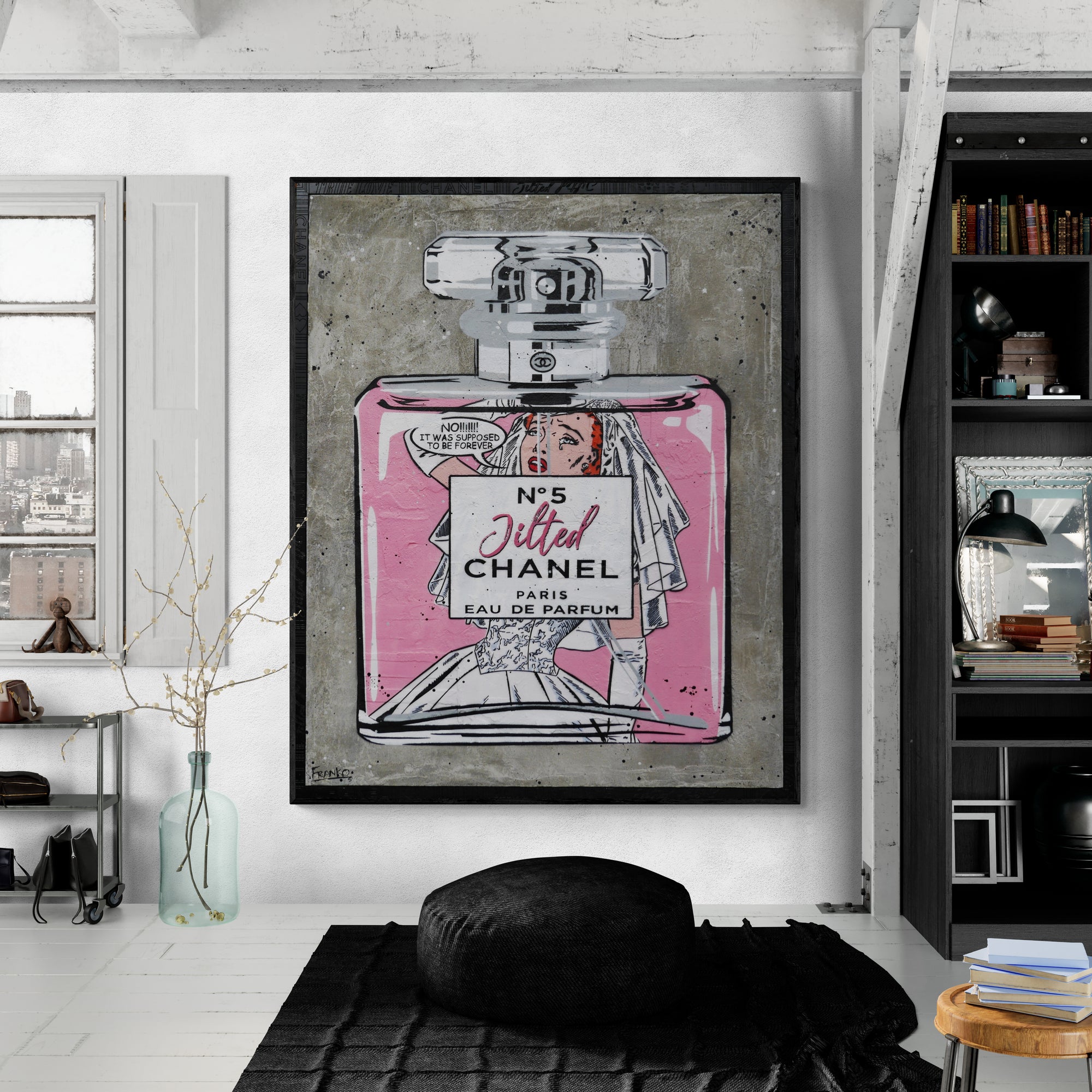 Jilted No.5 120cm x 150cm Industrial Concrete Urban Pop Art Painting With Custom Etched Frame (SOLD)-concrete-[Franko_Artist]-[Australian_artist]-[Gold_Coast]-[Brisbane]-[modern]-[contemporary]-[original]-[Large_artwork]-[The_Block]-[Dream_Homes]-[ideas]-[Grand_Designs]-[Art_Lover]-Franklin Art Studio
