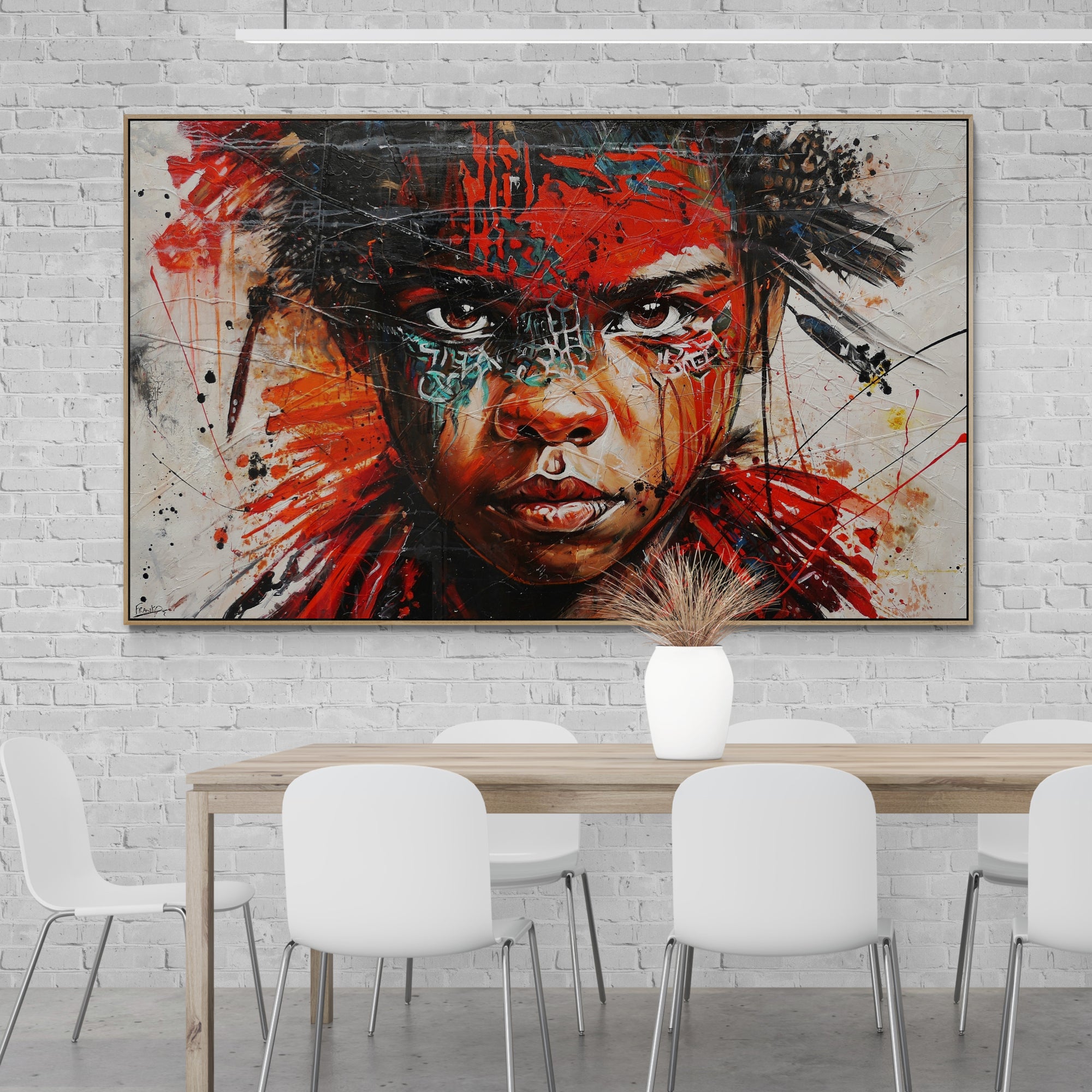 Scarlett Warrior 200cm x 120cm Brave and Beautiful Abstract Framed Textured Painting (SOLD)-people-[Franko_Artist]-[The_Block]-[Dream_Homes]-[ideas]-[Grand_Designs]-[Art_Lover]-Franklin Art Studio