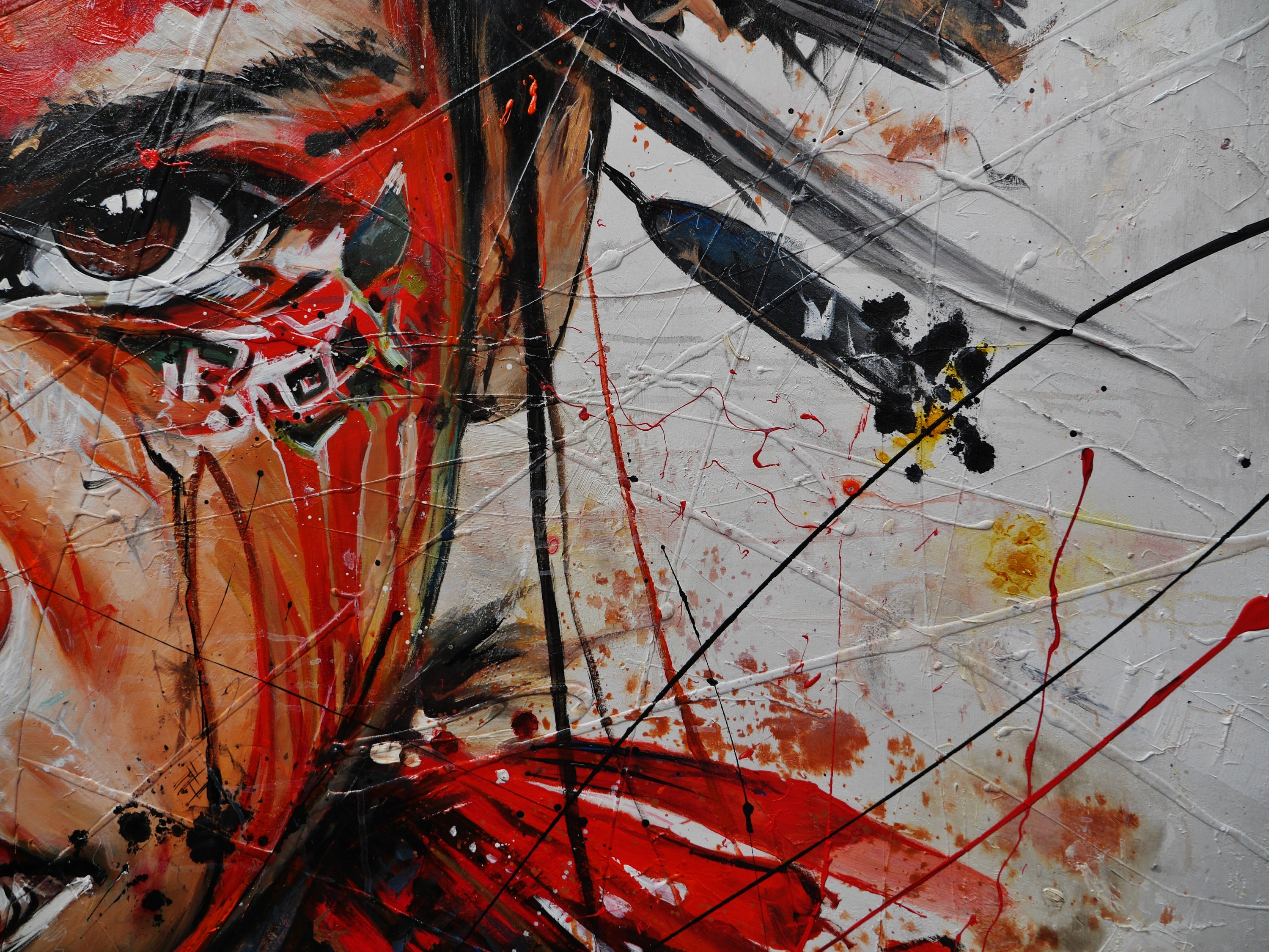 Scarlett Warrior 200cm x 120cm Brave and Beautiful Abstract Framed Textured Painting (SOLD)