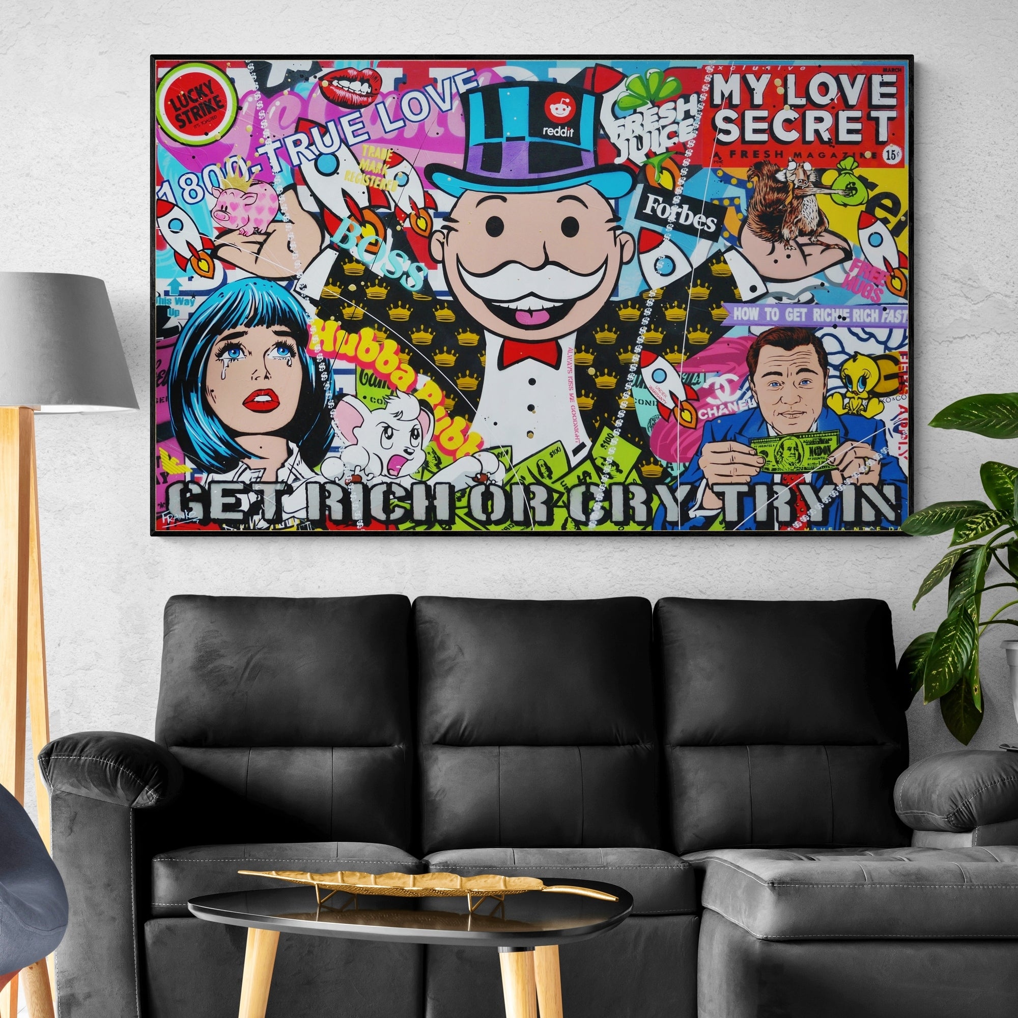Registered Tears 160cm x 100cm Monopoly Man Textured Urban Pop Art Painting (SOLD)-Urban Pop Art-[Franko_Artist]-[Australian_artist]-[Gold_Coast]-[Brisbane]-[modern]-[contemporary]-[original]-[Large_artwork]-[The_Block]-[Dream_Homes]-[ideas]-[Grand_Designs]-[Art_Lover]-Franklin Art Studio
