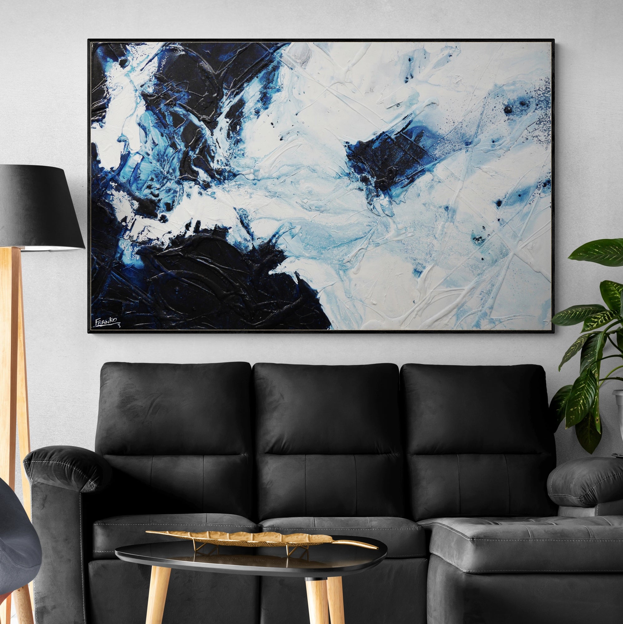 Midnight Sugar 160cm x 100cm Textured Abstract Painting (SOLD)-Abstract-[Franko_Artist]-[The_Block]-[Dream_Homes]-[ideas]-[Grand_Designs]-[Art_Lover]-Franklin Art Studio