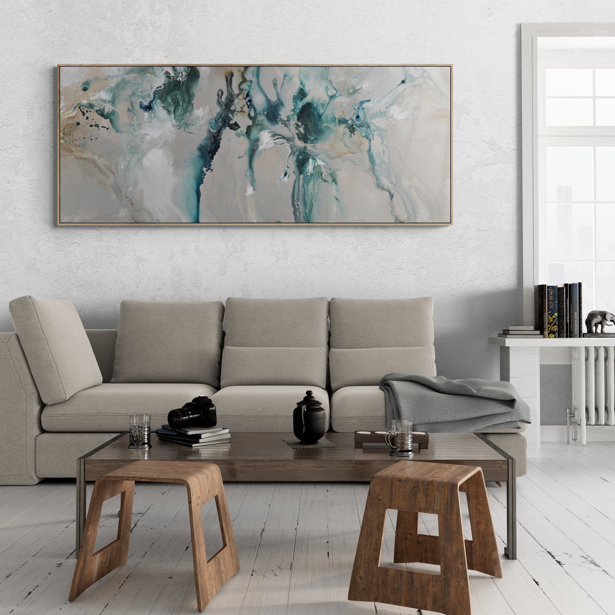 update alt-text with template Refined 39 200cm x 80cm Turquoise Blended Ink Abstract Painting-Abstract-[Franko_Artist]-[The_Block]-[Dream_Homes]-[ideas]- [Grand_Designs]-Franklin Art Studio