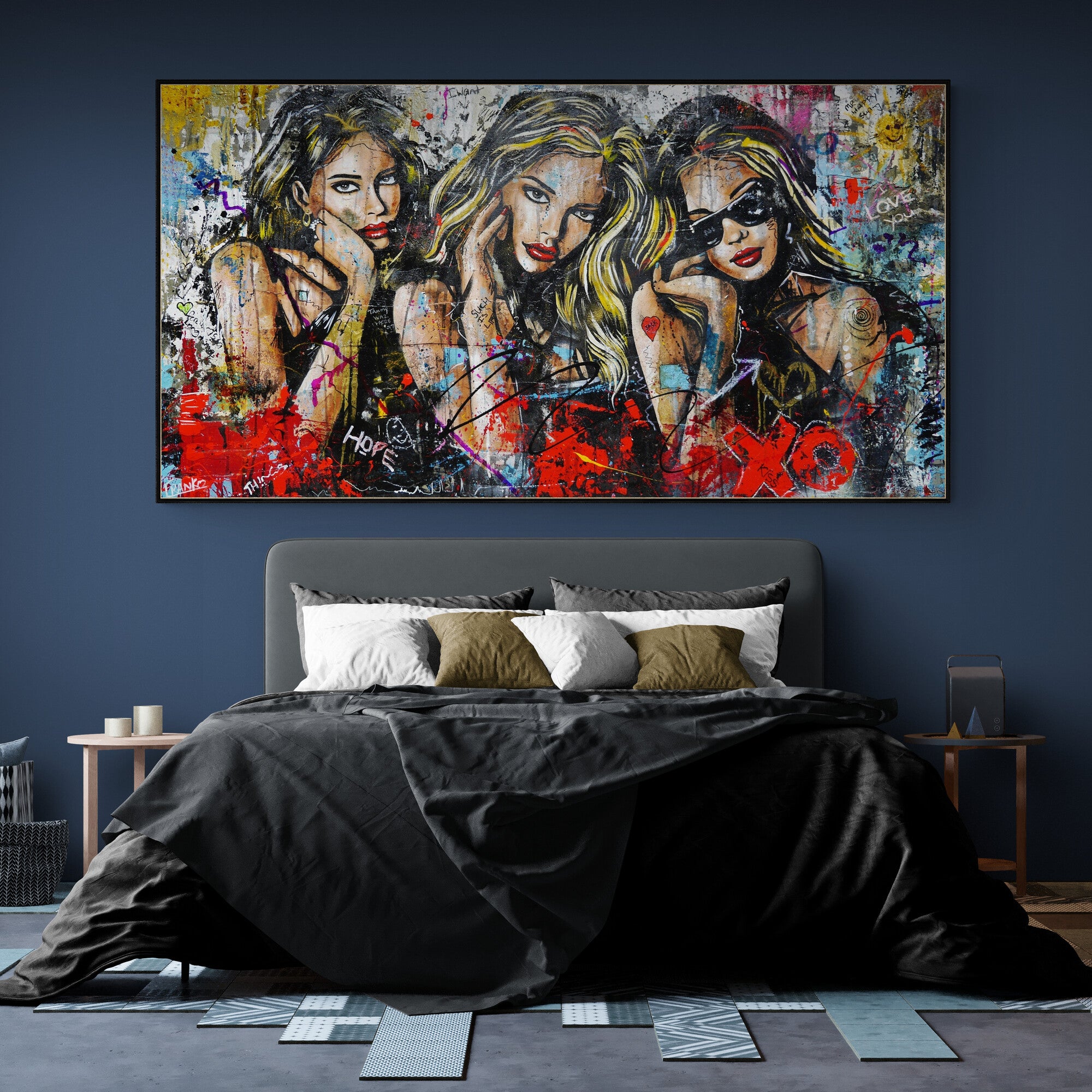 Goddesses 190cm x 100cm Sexy Concrete Textured Street Art Painting (SOLD)-concrete-[Franko_Artist]-[The_Block]-[Dream_Homes]-[ideas]-[Grand_Designs]-[Art_Lover]-Franklin Art Studio