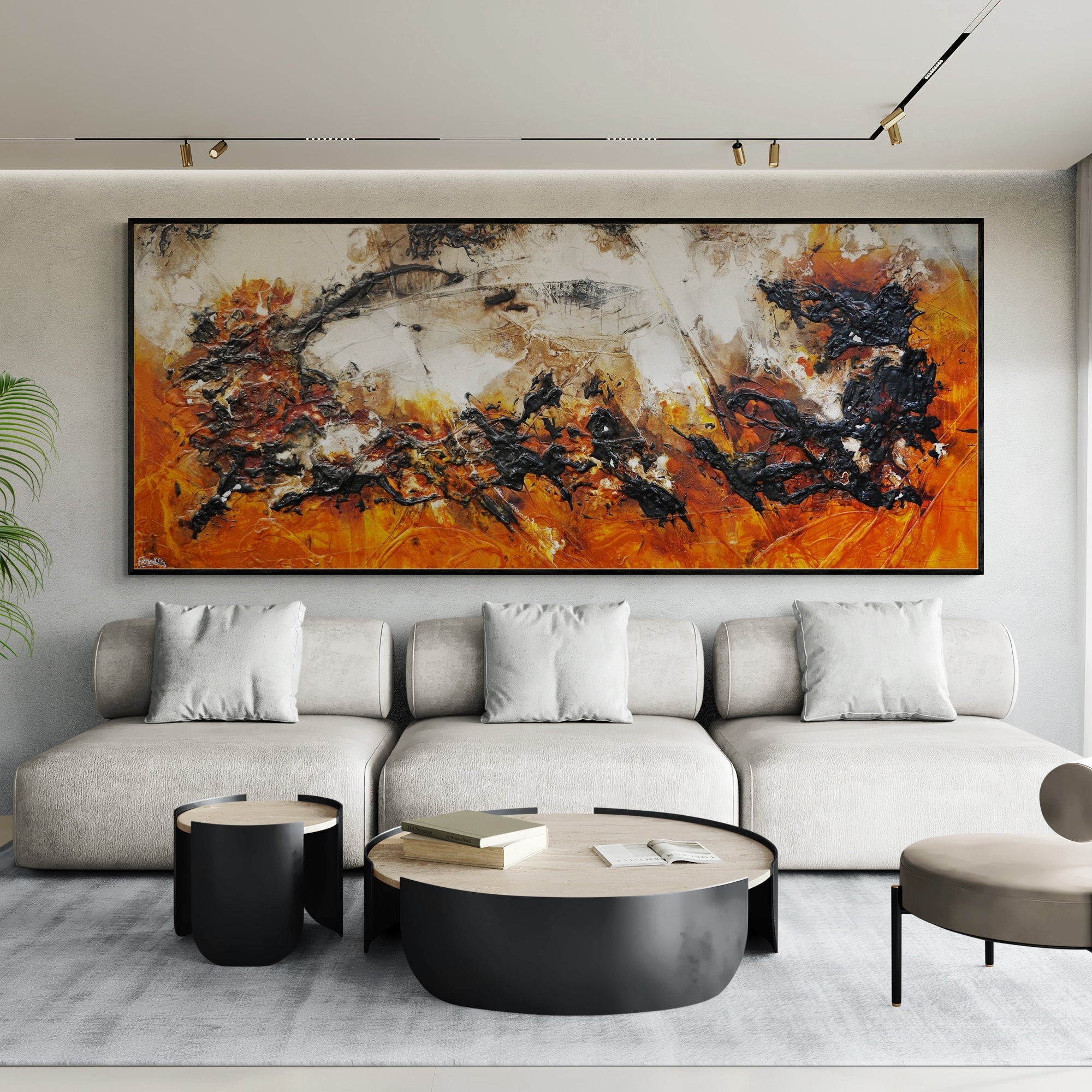Craving Sienna 240cm x 100cm Textured Abstract Painting (SOLD)-Abstract-[Franko_Artist]-[The_Block]-[Dream_Homes]-[ideas]-[Grand_Designs]-[Art_Lover]-Franklin Art Studio