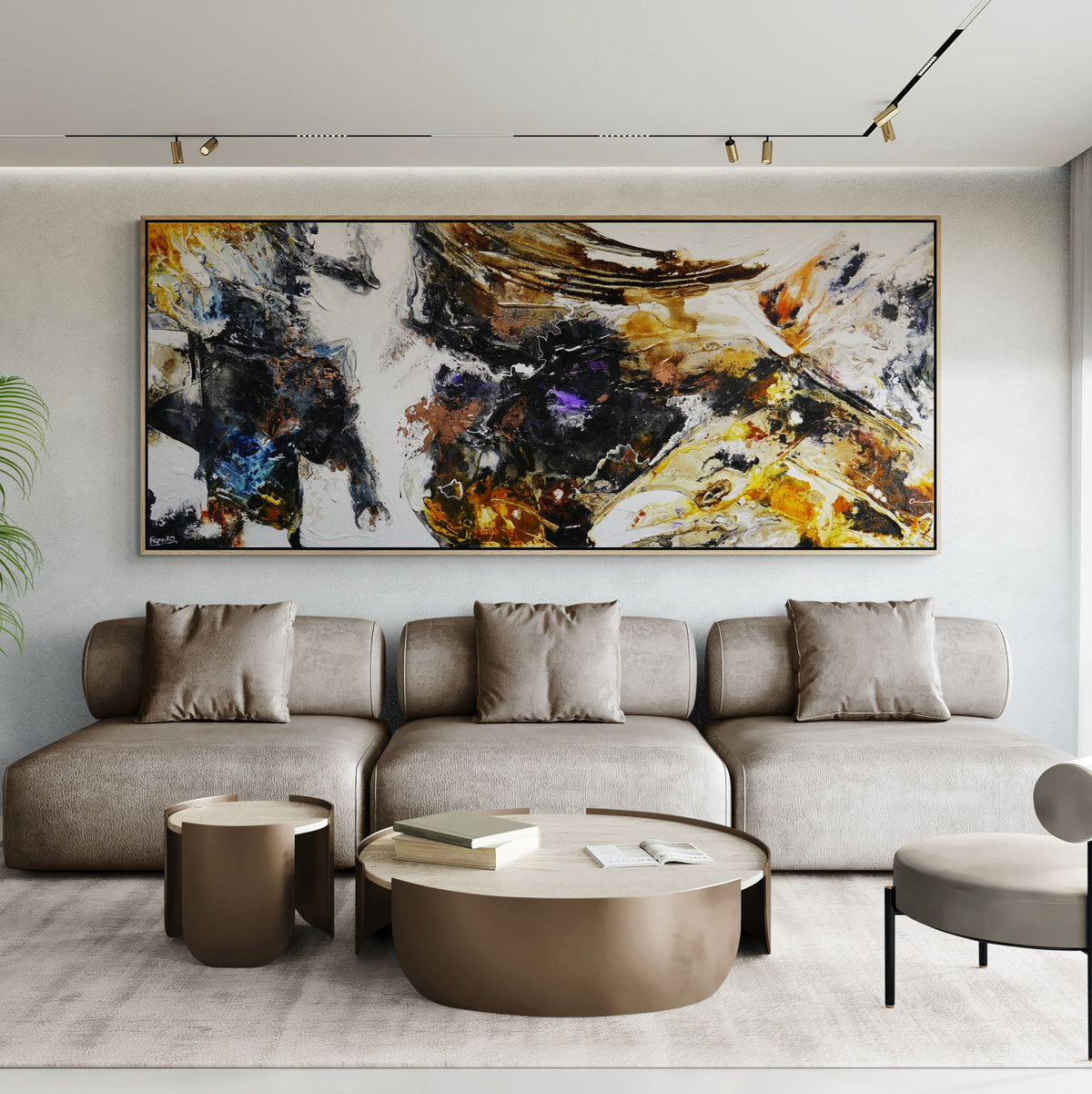 Witches Union 240cm x 100cm Brown Black Textured Abstract Painting