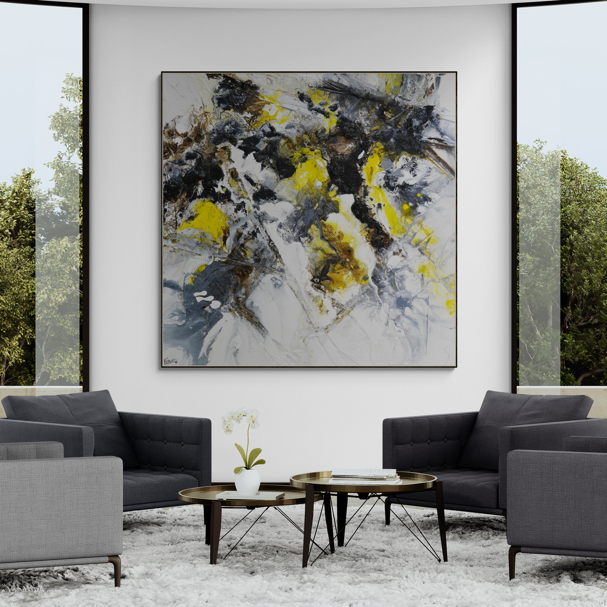 update alt-text with template Organically Yellow 150cm x 150cm Textured Abstract Painting-Abstract-[Franko_Artist]-[The_Block]-[Dream_Homes]-[ideas]- [Grand_Designs]-Franklin Art Studio