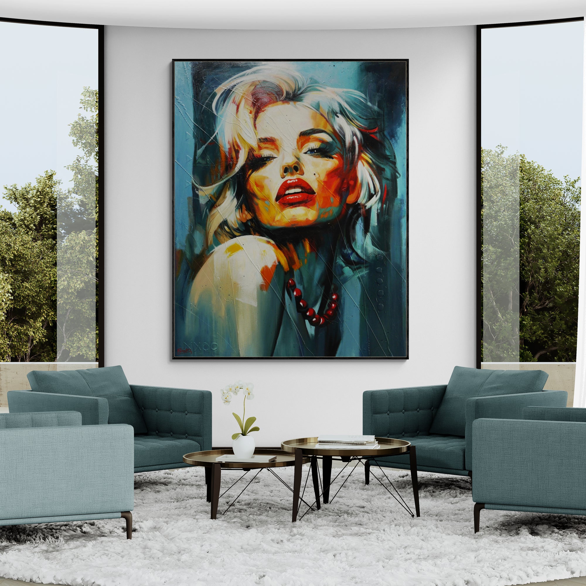 Evocative 140cm x 180cm Framed Marilyn Monroe Abstract Realism Textured Painting (SOLD)-people-[Franko_Artist]-[Australian_artist]-[Gold_Coast]-[Brisbane]-[modern]-[contemporary]-[original]-[Large_artwork]-[The_Block]-[Dream_Homes]-[ideas]-[Grand_Designs]-[Art_Lover]-Franklin Art Studio
