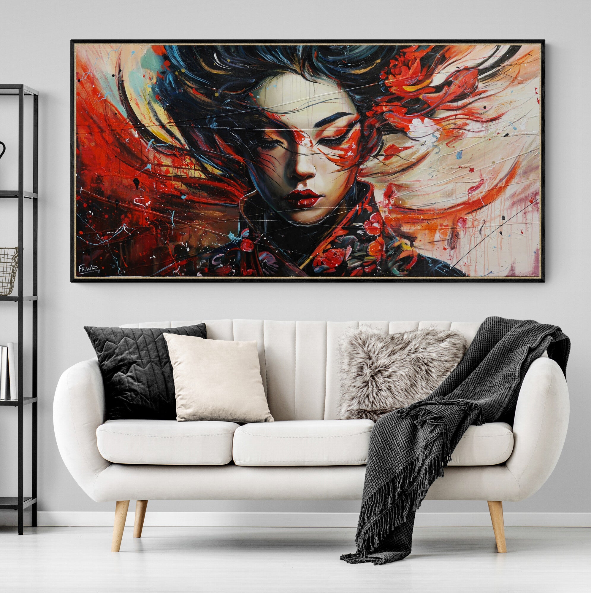 Hotaru 200cm x 100cm Brave and Beautiful Abstract Realism Textured Painting Floater Frame Inc. (SOLD)-people-[Franko_Artist]-[Australian_artist]-[Gold_Coast]-[Brisbane]-[modern]-[contemporary]-[original]-[Large_artwork]-[The_Block]-[Dream_Homes]-[ideas]-[Grand_Designs]-[Art_Lover]-Franklin Art Studio