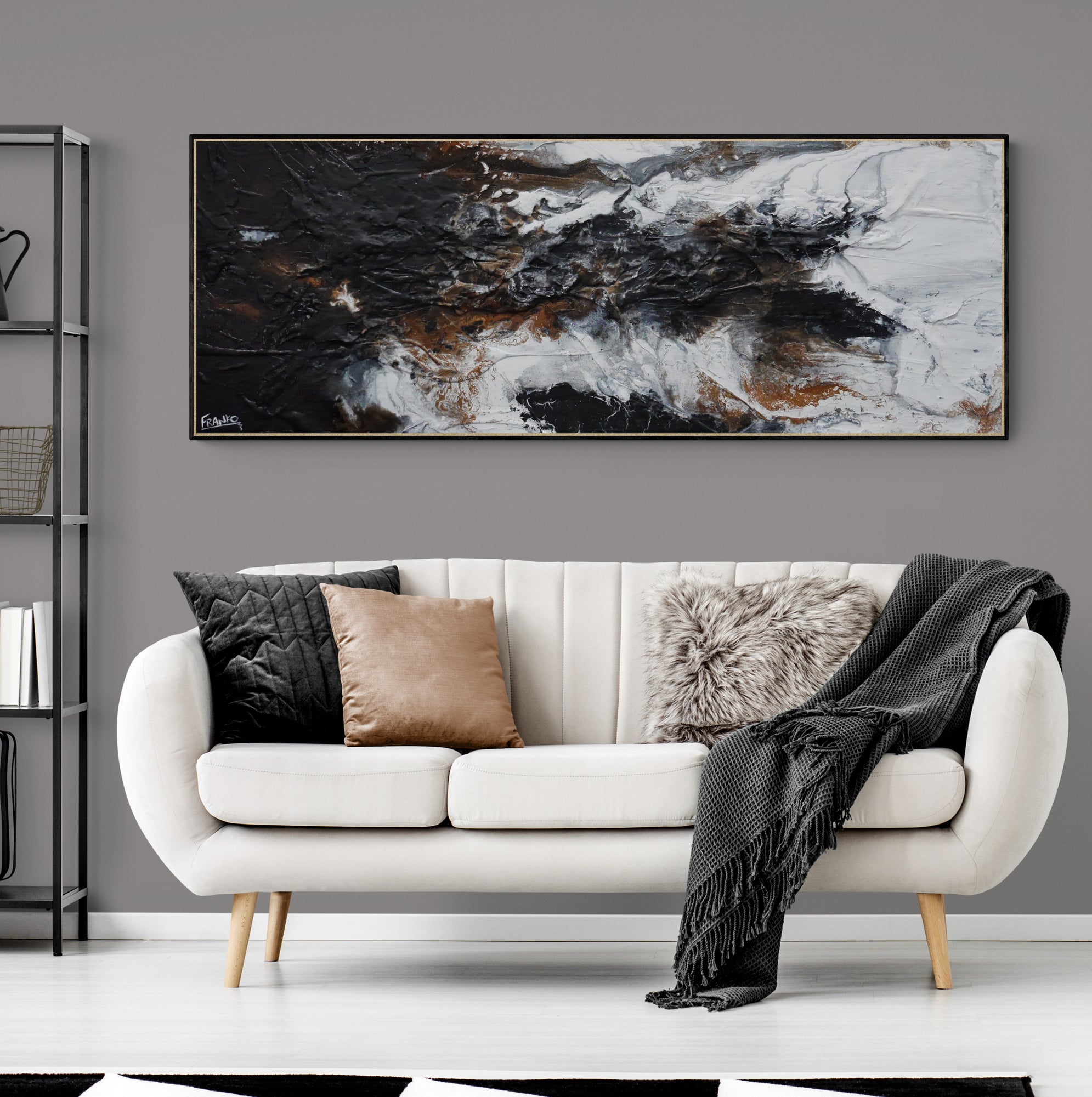 Rusting Black Ice 160cm x 60cm Rustic Textured Abstract Painting (SOLD)-Abstract-[Franko_Artist]-[Australian_artist]-[Gold_Coast]-[Brisbane]-[modern]-[contemporary]-[original]-[Large_artwork]-[The_Block]-[Dream_Homes]-[ideas]-[Grand_Designs]-[Art_Lover]-Franklin Art Studio