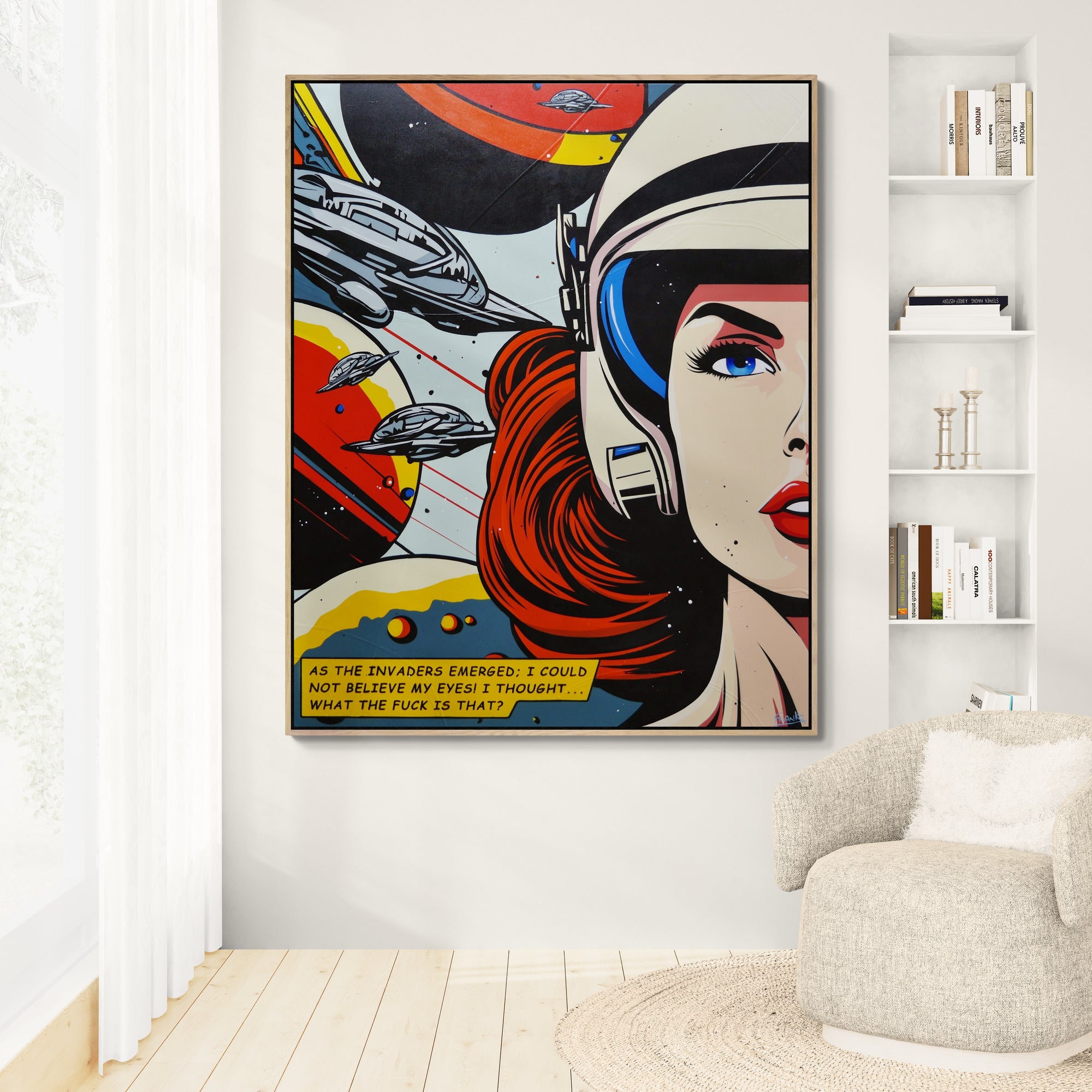 The Invaders 120cm x 150cm Space Classic Textured Pop Art Painting