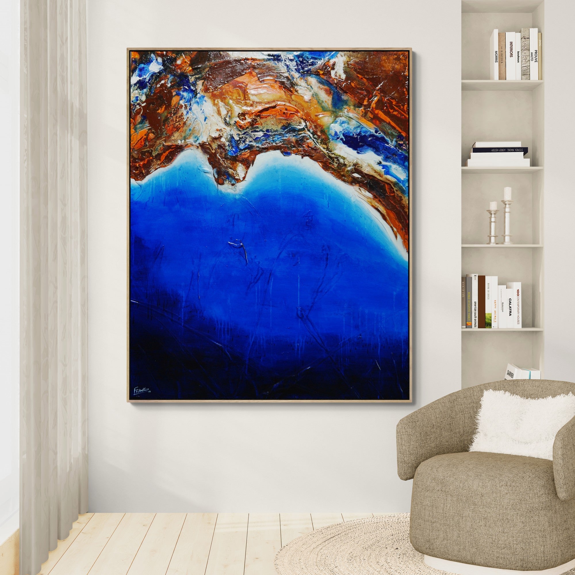 Red Coastline 120cm x 150cm Textured Abstract Painting