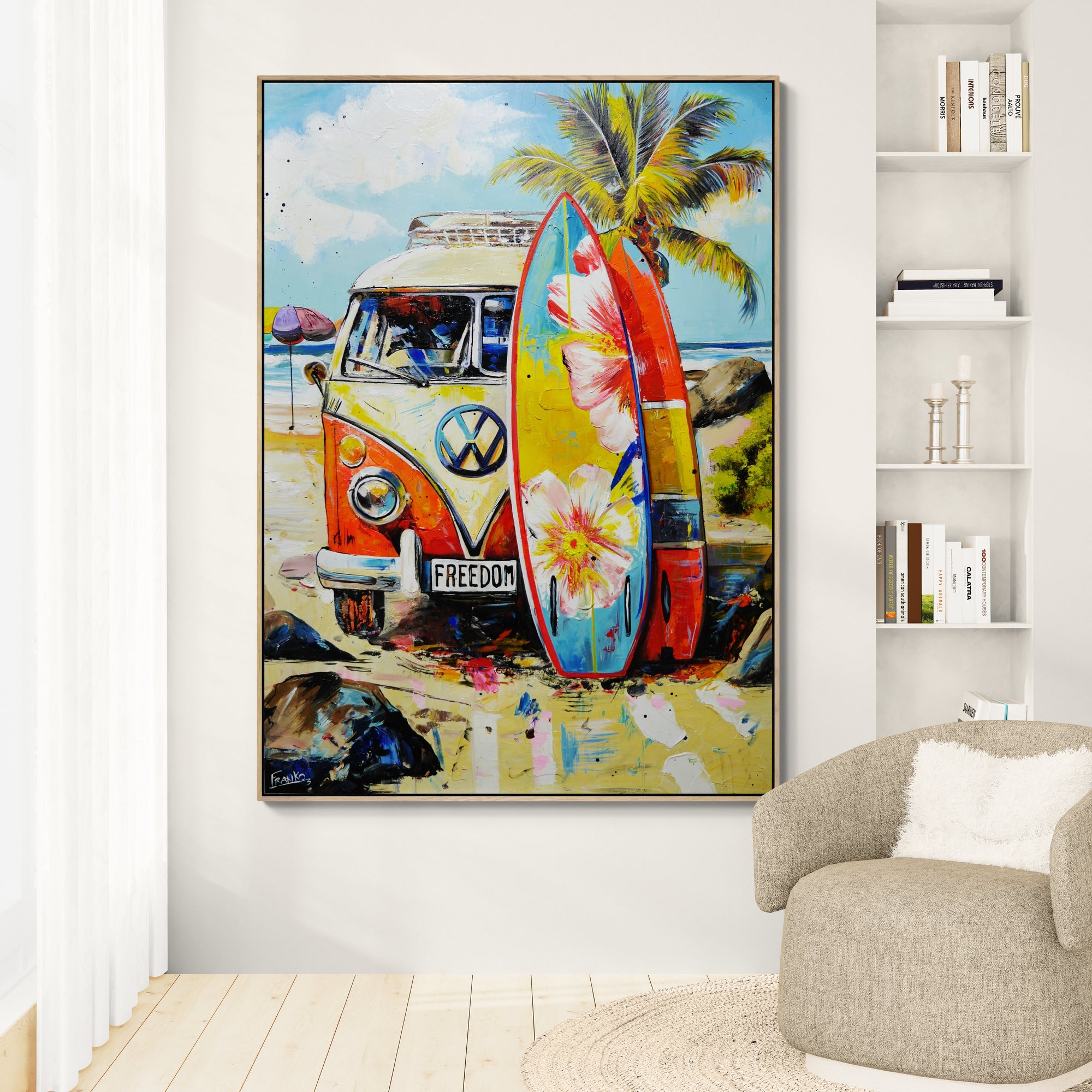 Chasing Freedom 140cm x 100cm FRAME INC Beach Kombi Abstract Realism Textured Painting